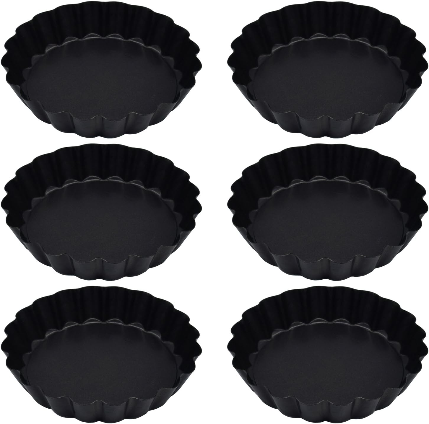 Richohome 4 Inch Quiche Pans Non Stick Removable Loose Bottom Mini Tart Pans, Pie Pan-Pack of 6