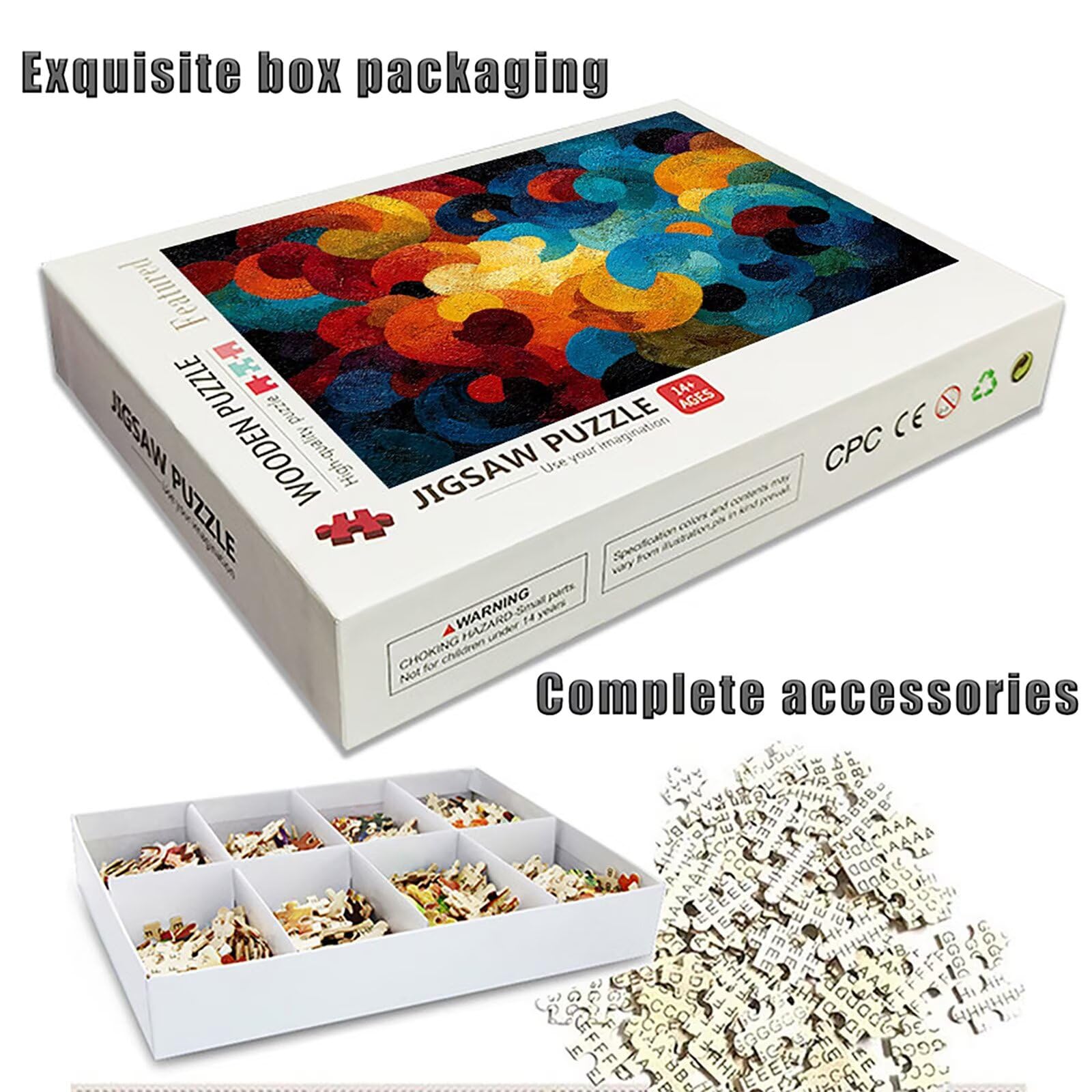 Niebieskie drewniane puzzle, 142 x 86 cm, abstrakcyjne puzzle, 4000 sztuk, dla dorosłych, z pudełkiem, edukacyjna, wymagająca gra, łatwe do odróżnienia, letnie prezenty, piękna dekoracja, 8-2322