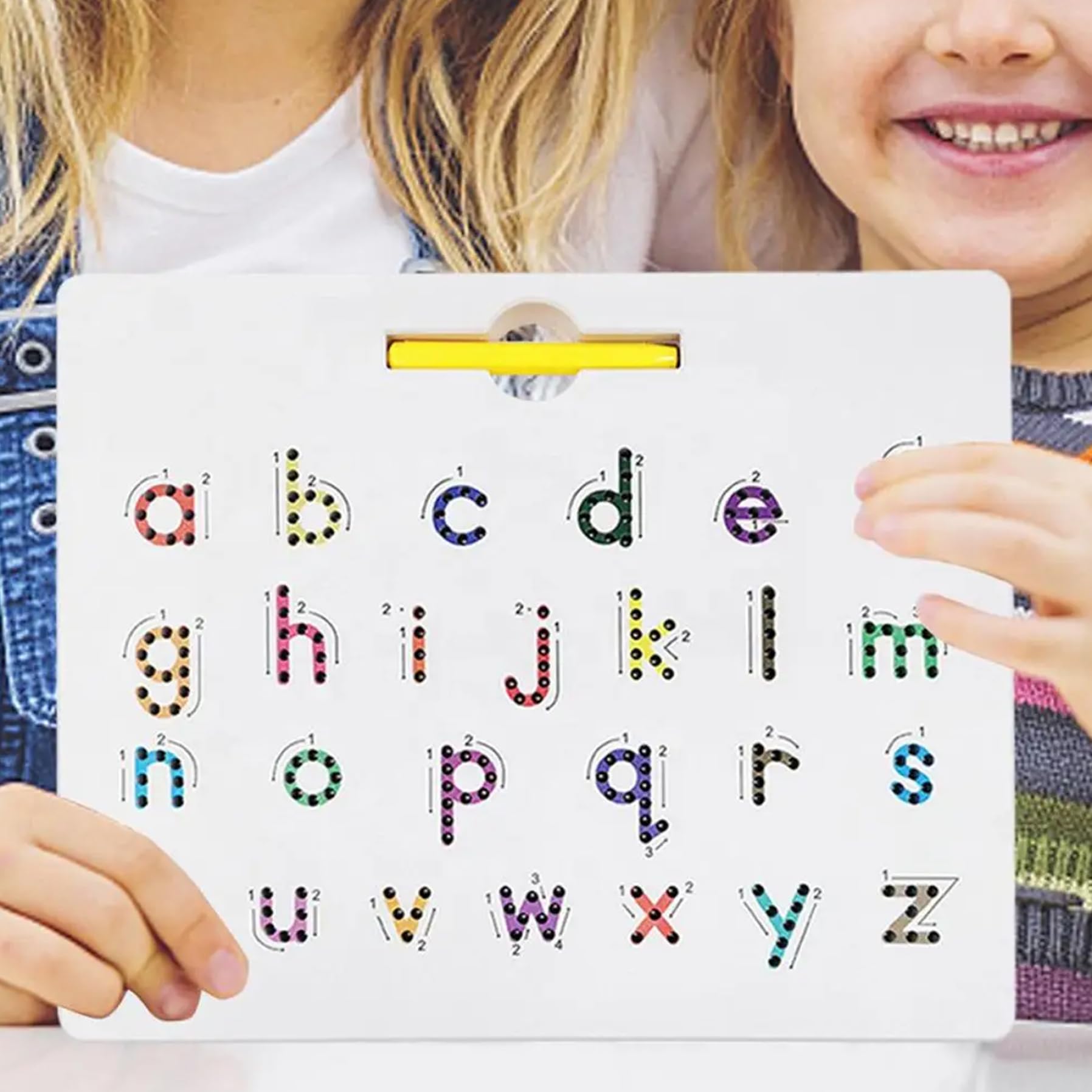 Tablero de Letras magnético Imanes del Alfabeto en mayúsculas y minúsculas de Doble Cara Orden de Trazos Letras del Alfabeto magnéticas para niños pequeños Regalos de Aprendizaje y Dibujo sensori.