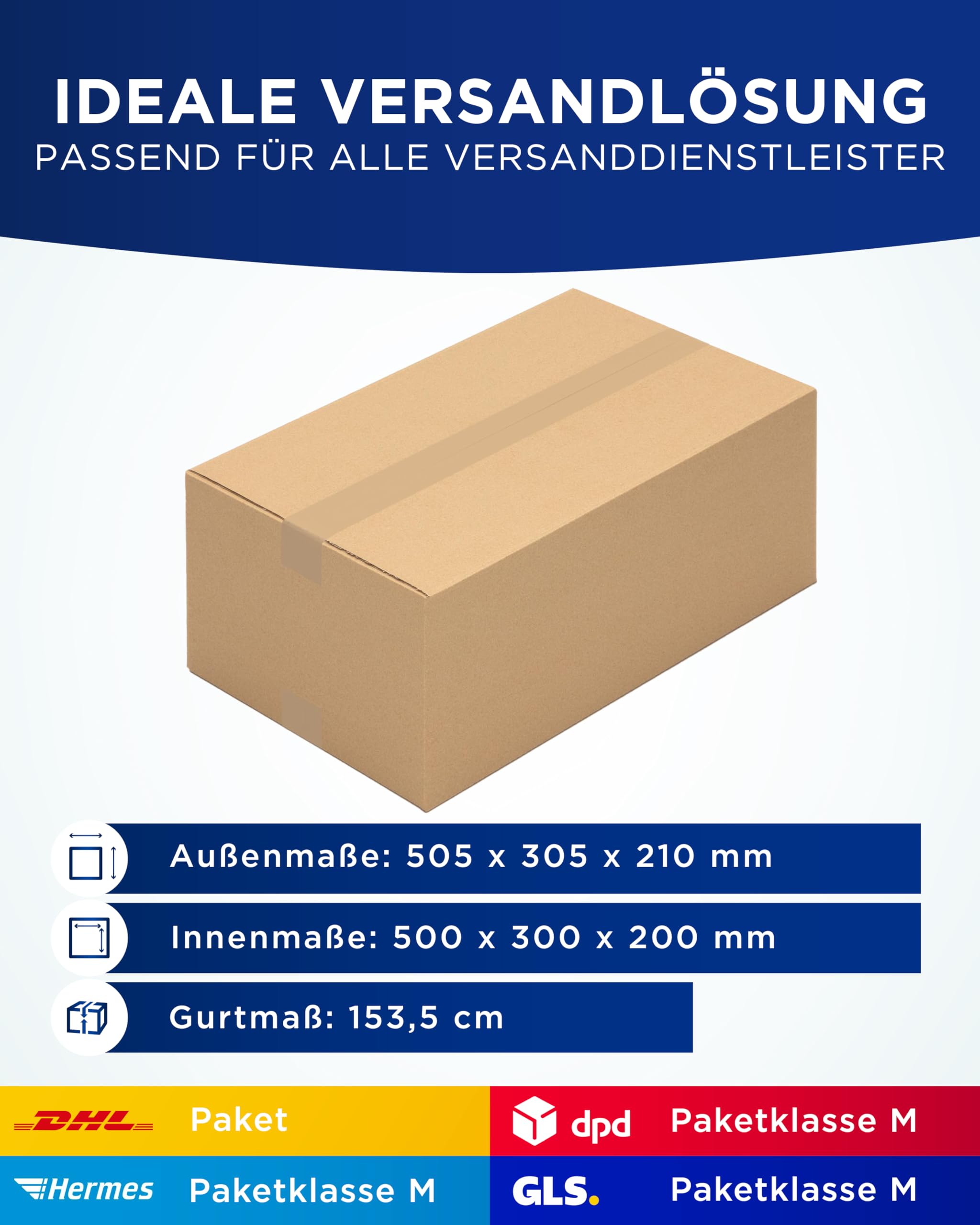 50 Kartons 500 x 300 x 200mm für Warensendung