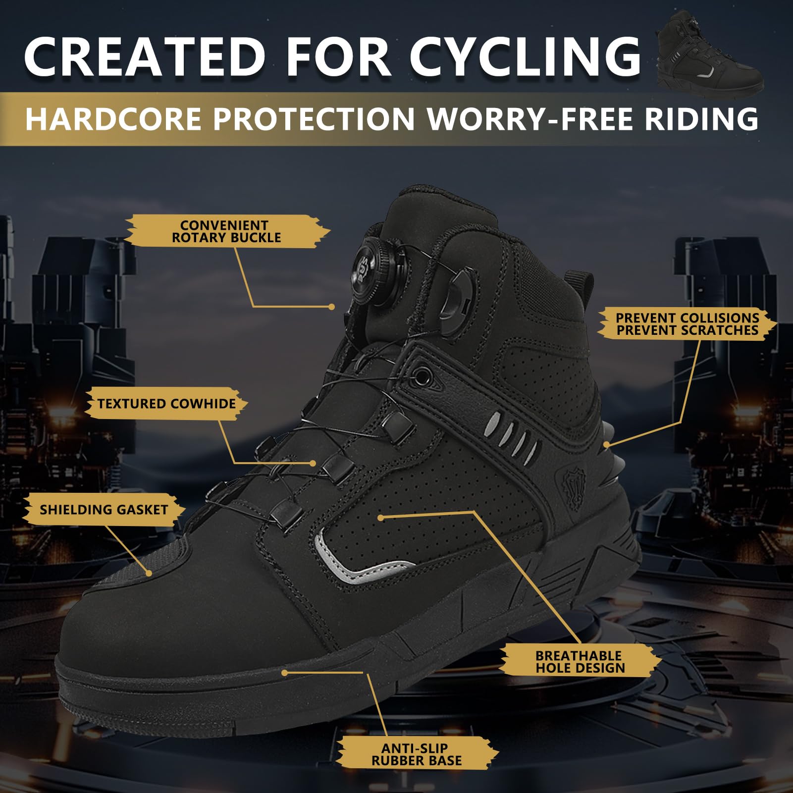 Bottes Motard Street Casual Antidérapantes et Cnfortables Respirantes avec Fermetures à Glissière Latérales Adaptées à Toutes Les Saisons
