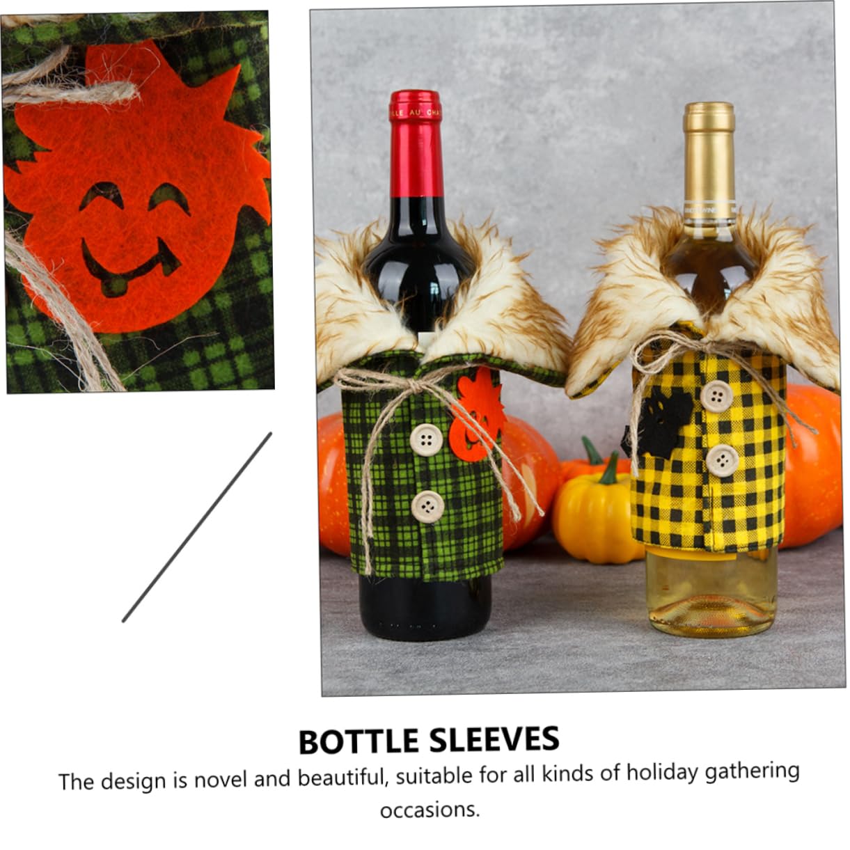 MAGICLULU 3 Ensembles Housse De Bouteille en Tissu À Carreaux Faux Shot De Vin De Noël Bouteilles Flacon Boire des Vêtements De De Vin Faux Manchons De 4 pièces * 3