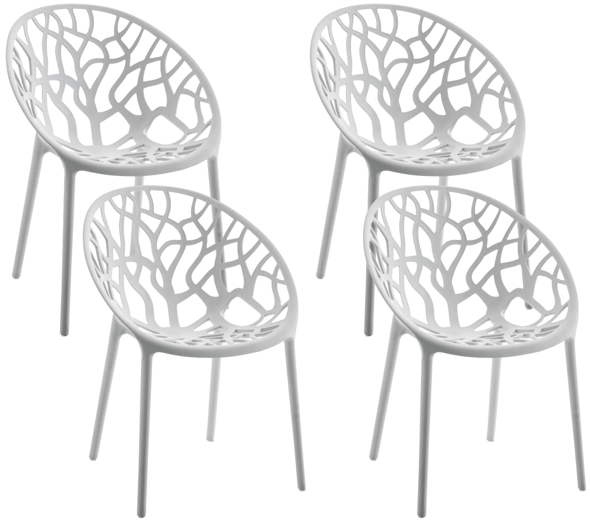CLP Juego de 4 sillas de jardín, apilables y Resistentes a la Intemperie, Moderno con reposabrazos no Ajustables, Estructura de plástico Hope, Color:Gris Claro