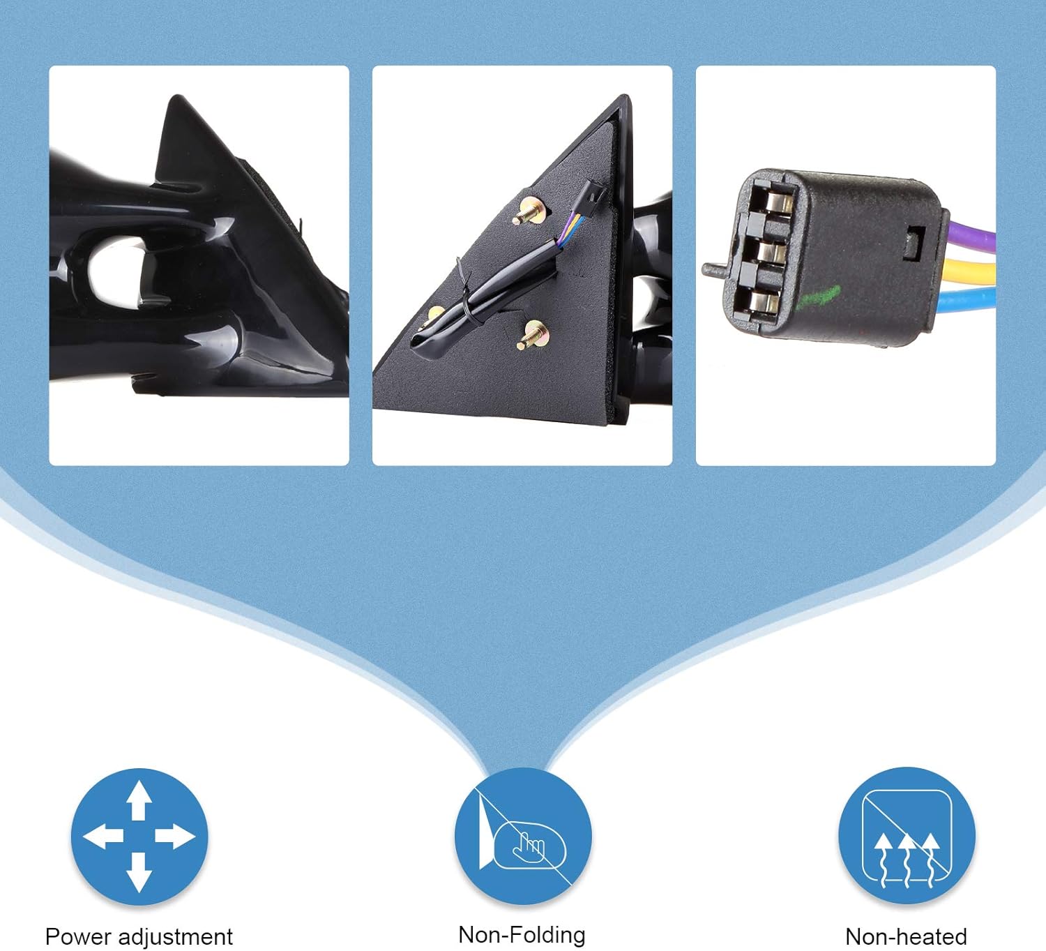 ECCPP Left and Right Side Mirrors Non-Folding Non-Heated Fit for 1999-2003 For Pontiac Grand Am GM1320239 GM1321239