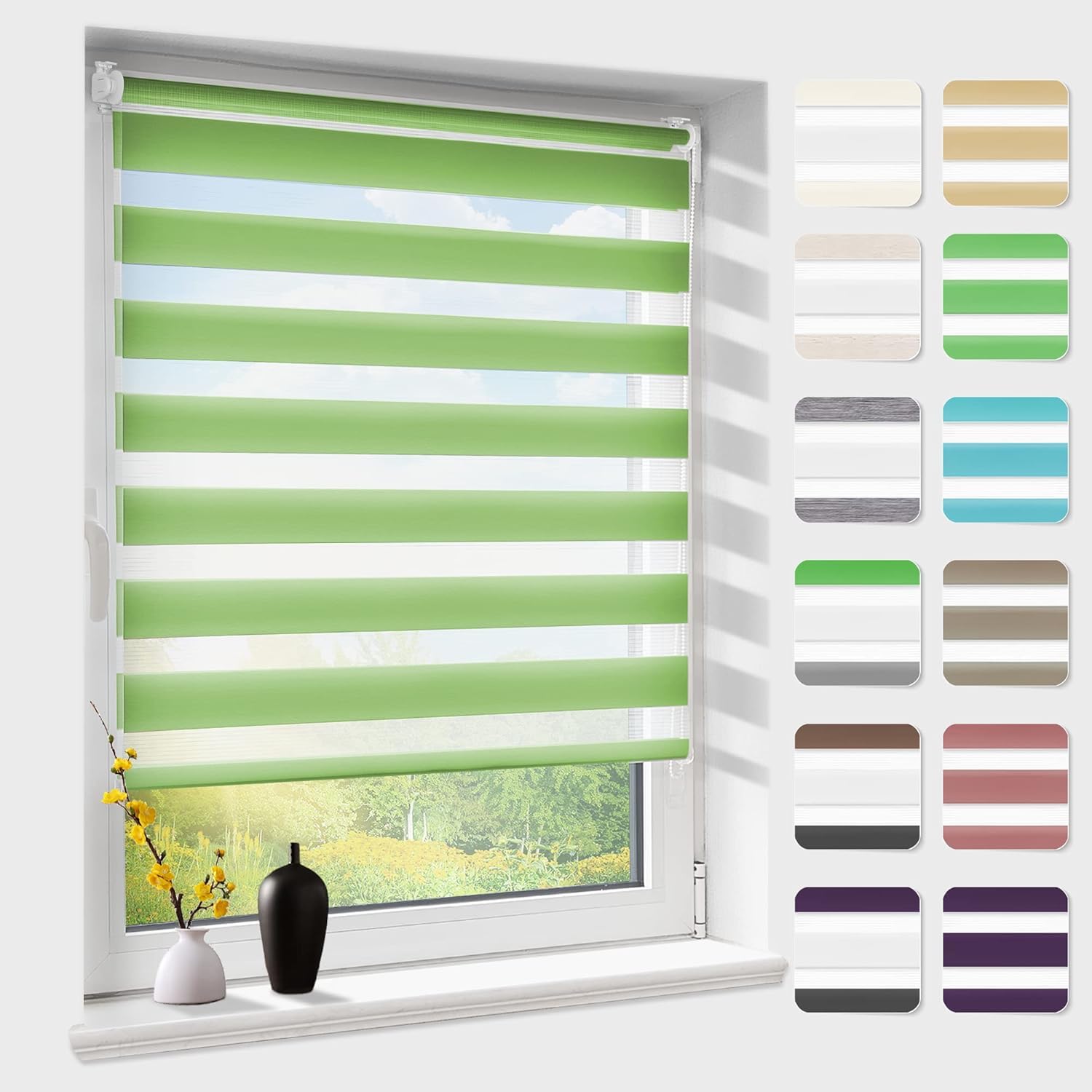 Doppelrollo klemmfix ohne Bohren, Duo Rollos für Fenster & Tür mit Bohren, Fensterrollo lichtdurchlässig & verdunkelnd, Klemmrollo Sonnenschutz