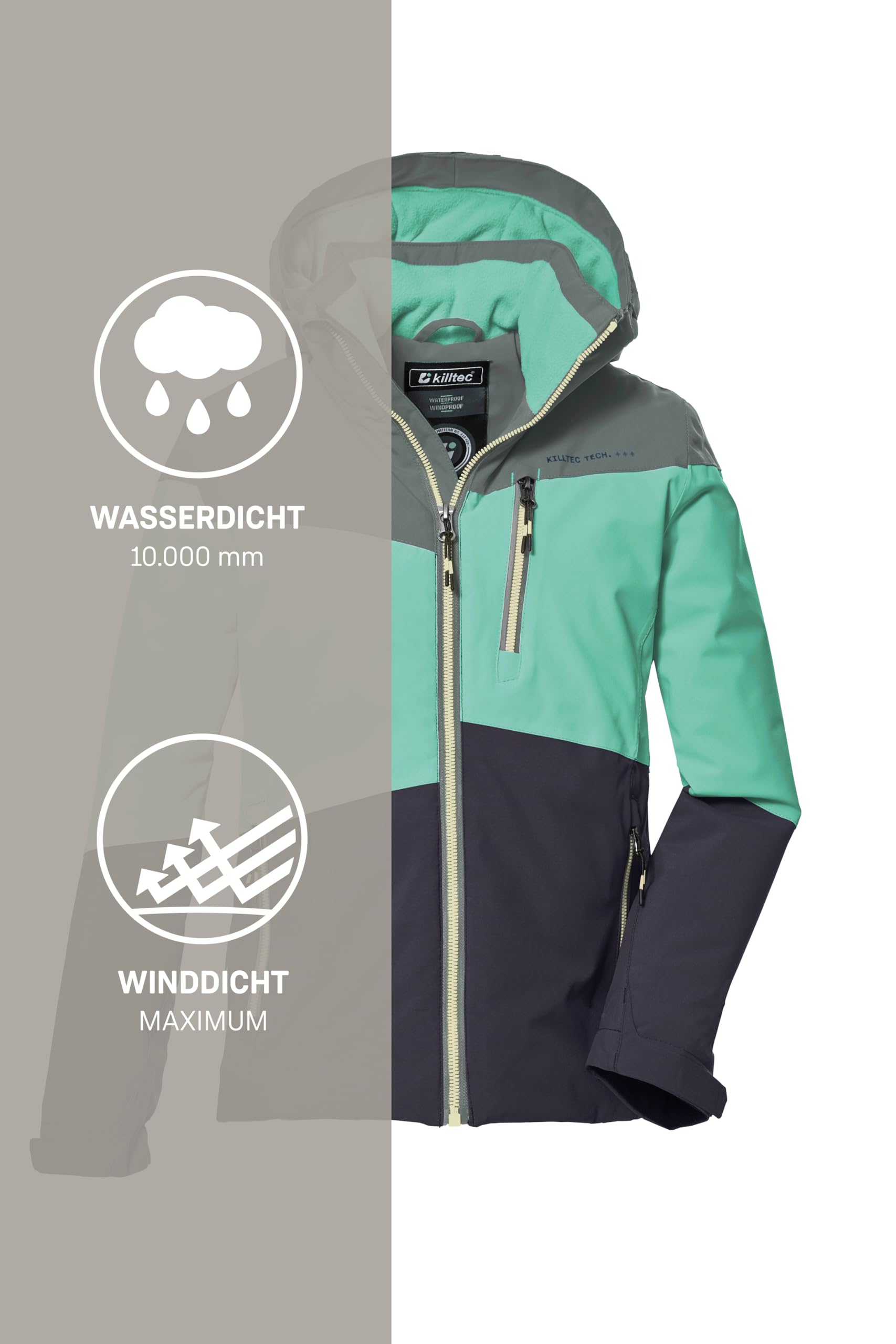 Killtec Mädchen Kow 170 Grls Jckt Funktionsjacke mit Kapuze und Schneefang/Outdoorjacke ist wasserdicht