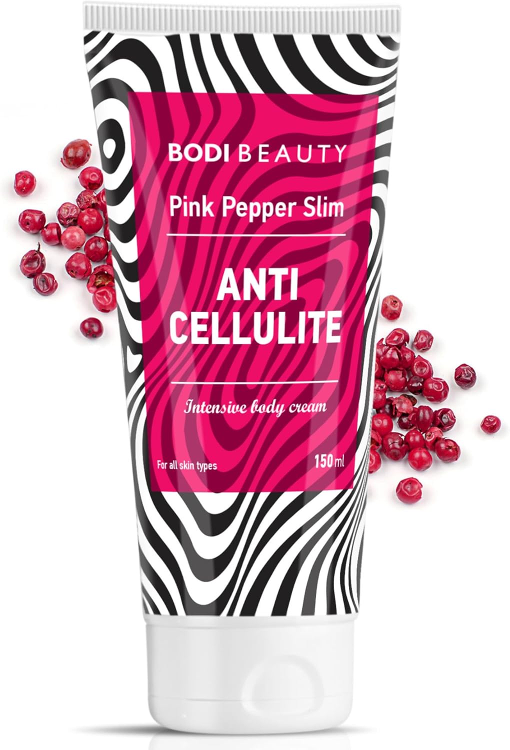 Pink Pepper Slim – Anti-cellulitis crème, intensieve vetverbrandingscrème, roze peper, slank & cafeïne, vermindert de vetlaag en turbo-cellulitis reduceerder, lichaamsverzorging 150 ml