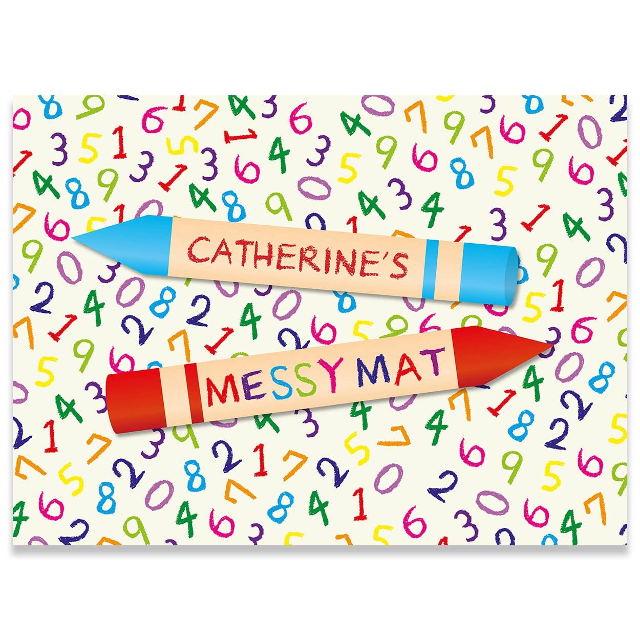 Paper Themes Girls Numbers Personalised Messy Mat Plastic Table Cloth Wipe Clean Protect Your Table And Floor From Spills And Accidents ((M) 75 X 55 Cm, )