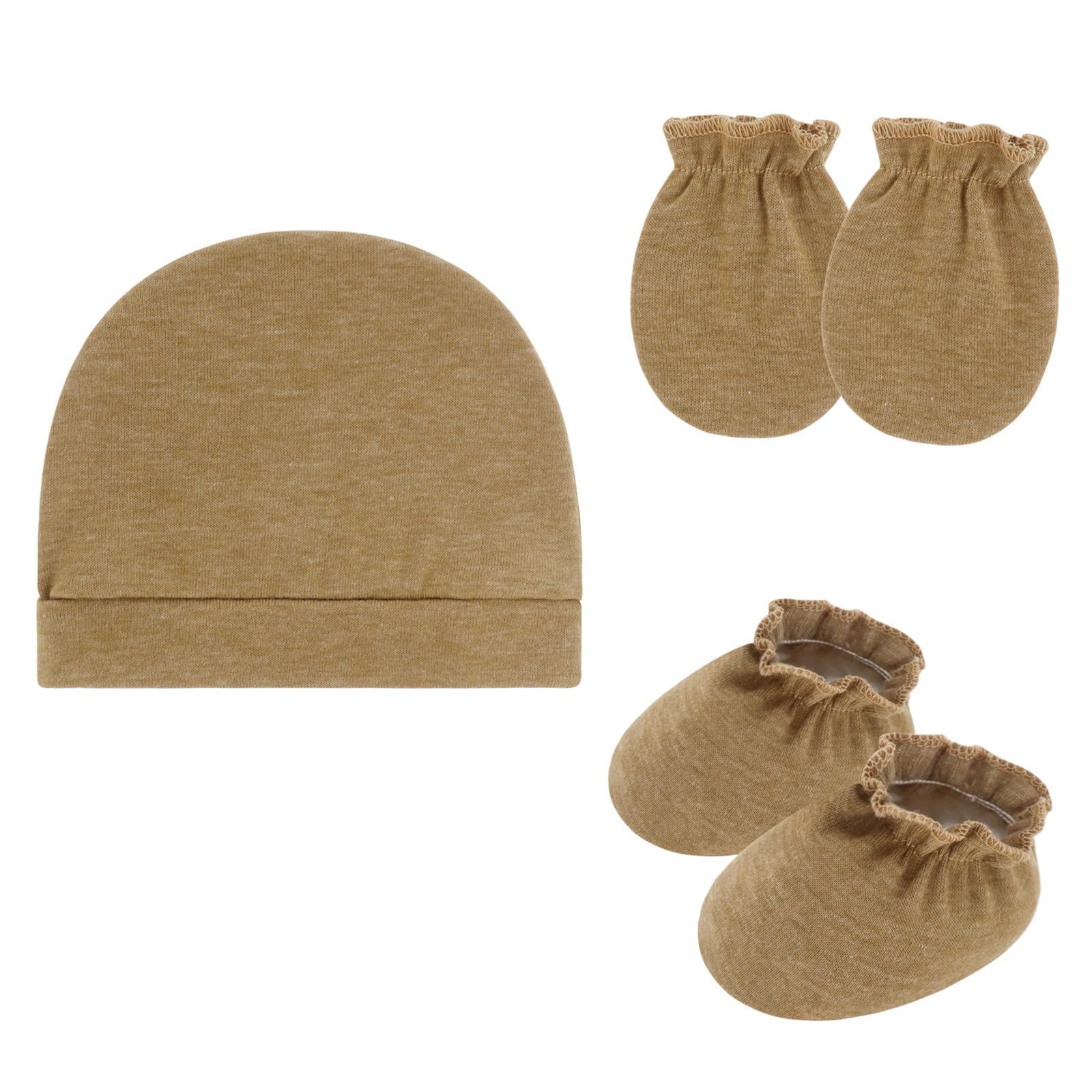 HGENAHGTF Scratches Proof Mittens with Matching Bonnet and Booties Gentle Cotton Fetal Hat for Newborns Skin Protections Newborns Hat