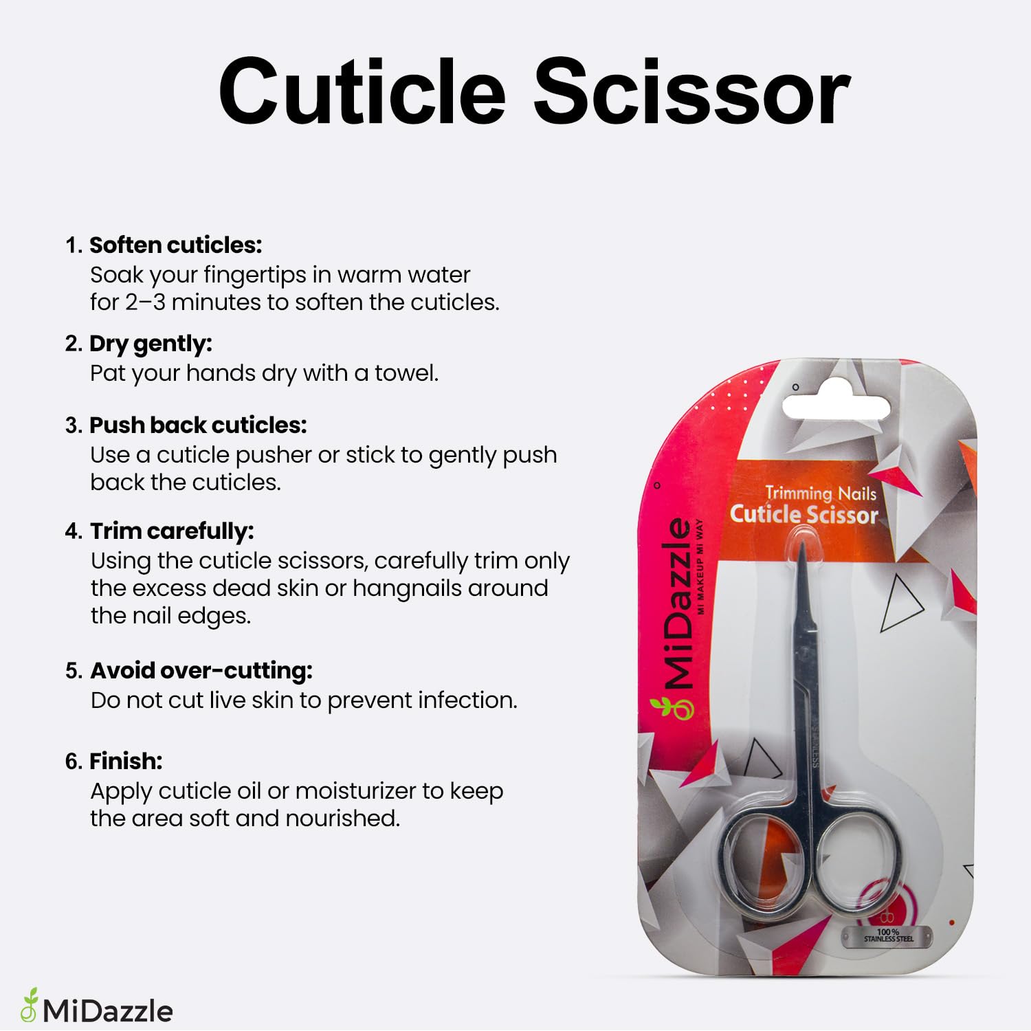 Midazzle Small Cuticle Scissor for moustache and facial hair grooming scissor Stainless Steel 2