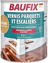 BAUFIX Parquet and Staircase Varnish, Colourless, Satin Gloss, 1 Litre Wood Care, Interior Vitrifier, Virtually Odourless, Also for Furniture Varnishing