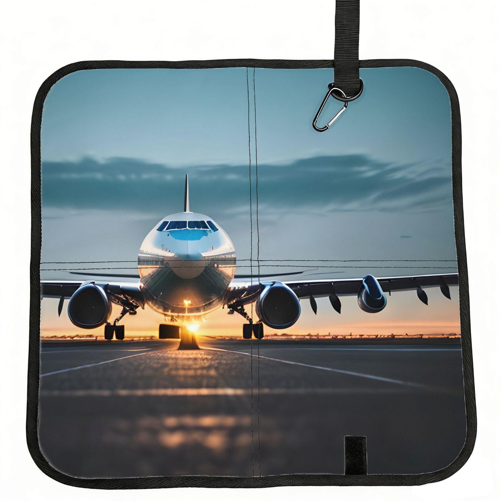 YGLHBDPBF Airplane in The Evening Light Print Camping seat cushion,Foldable Sitting Pads,Save Backpack Space for Hiking