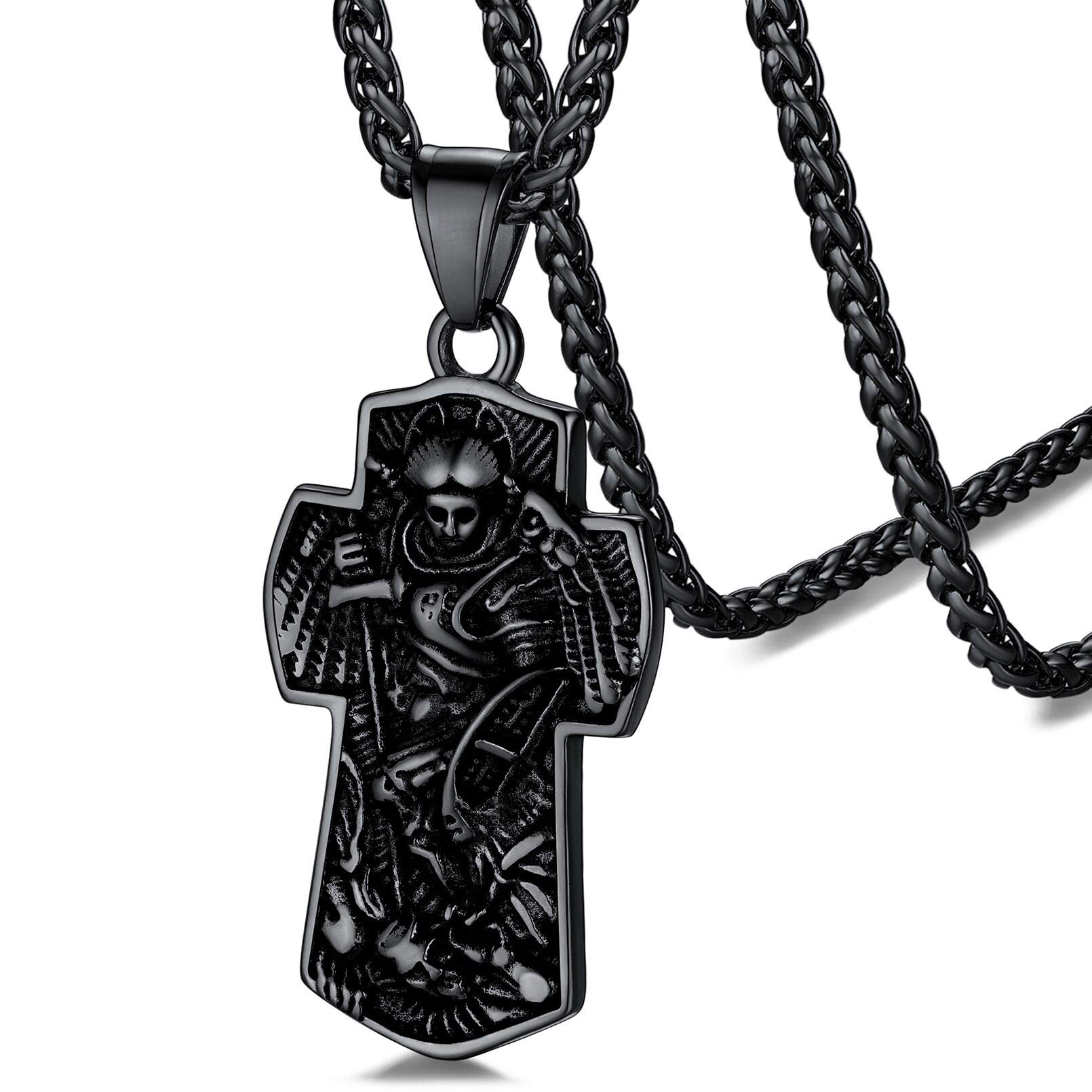 FaithHeart Saint Michael Necklace for Men Women, Stainless Steel/Gold Plated St. Michael The Archangel Medal Amulet Jewelry Gift with Delicate Box