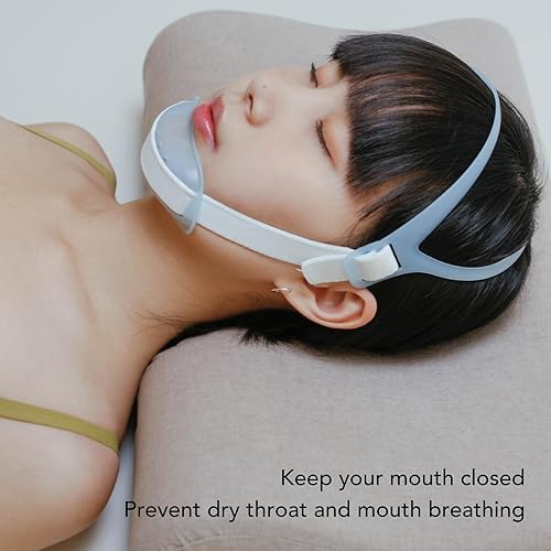 Miniatura 3 de 2 juegos de correas de barbilla para roncar para dormir mejor, mantener la boca cerrada, evitar la respiración seca de la garganta y la boca,