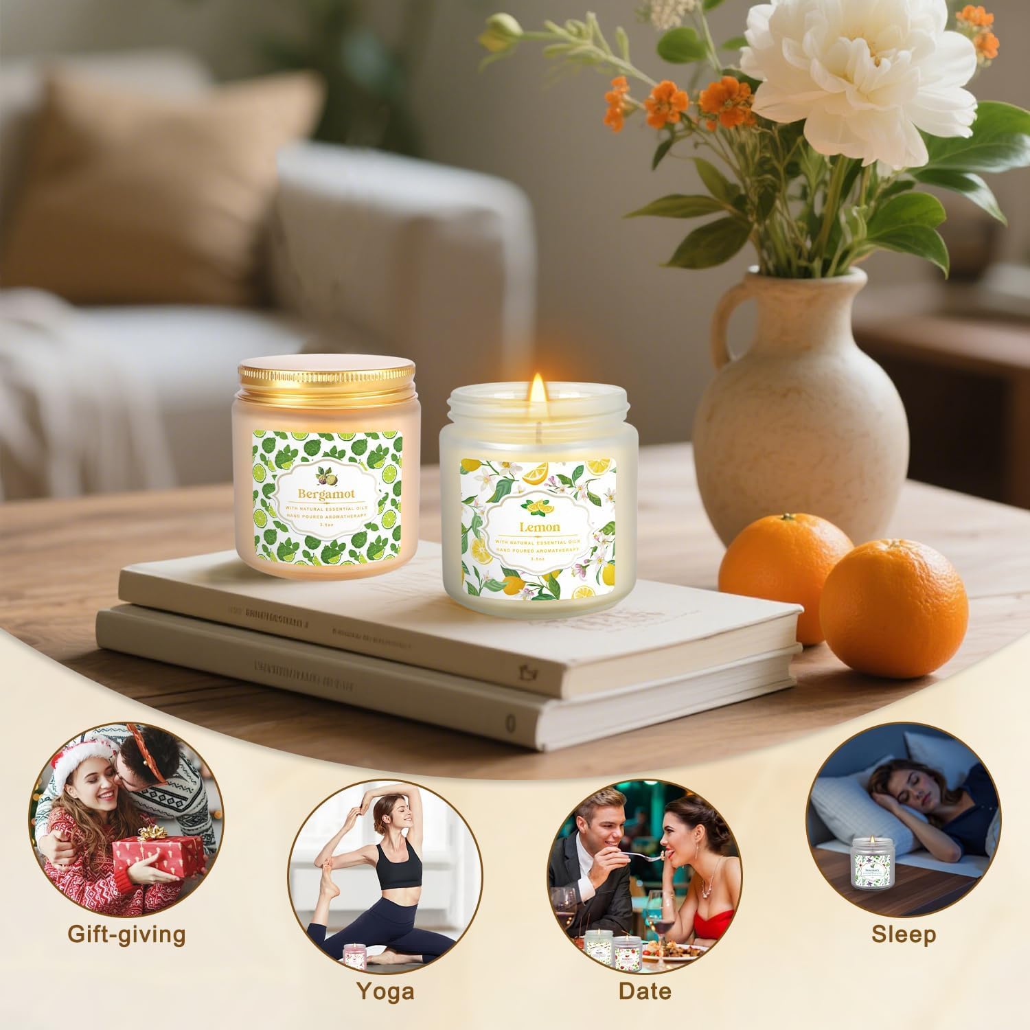 LIVEN Duftkerzen mit zusätzlichen natürlichen ätherischen Ölen, 86 ml, geeignet für verschiedene Festivals, Partys, Yoga und Zuhause, 12 Stück