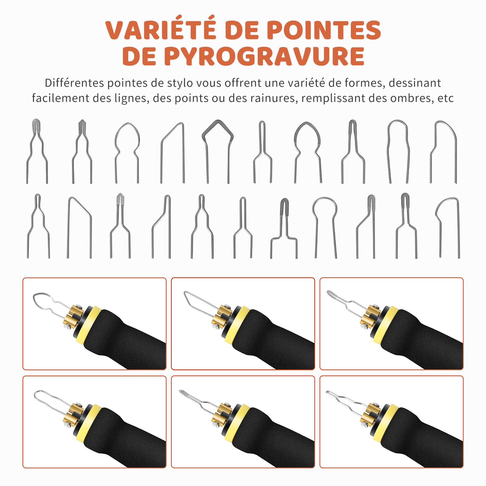 BURNNOVE Kit Pyrogravure Bois 100W avec Double Stylo et Écran LCD | Température réglable de 100 à 750°C, 21 pointes, support, éponge et boîte de rangement pour gravure sur bois et cuir
