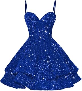 Women's Spaghetti Straps Sequin Homecoming Dresses for Teens A Line Short Prom Party Dress YMS352 - Buy now