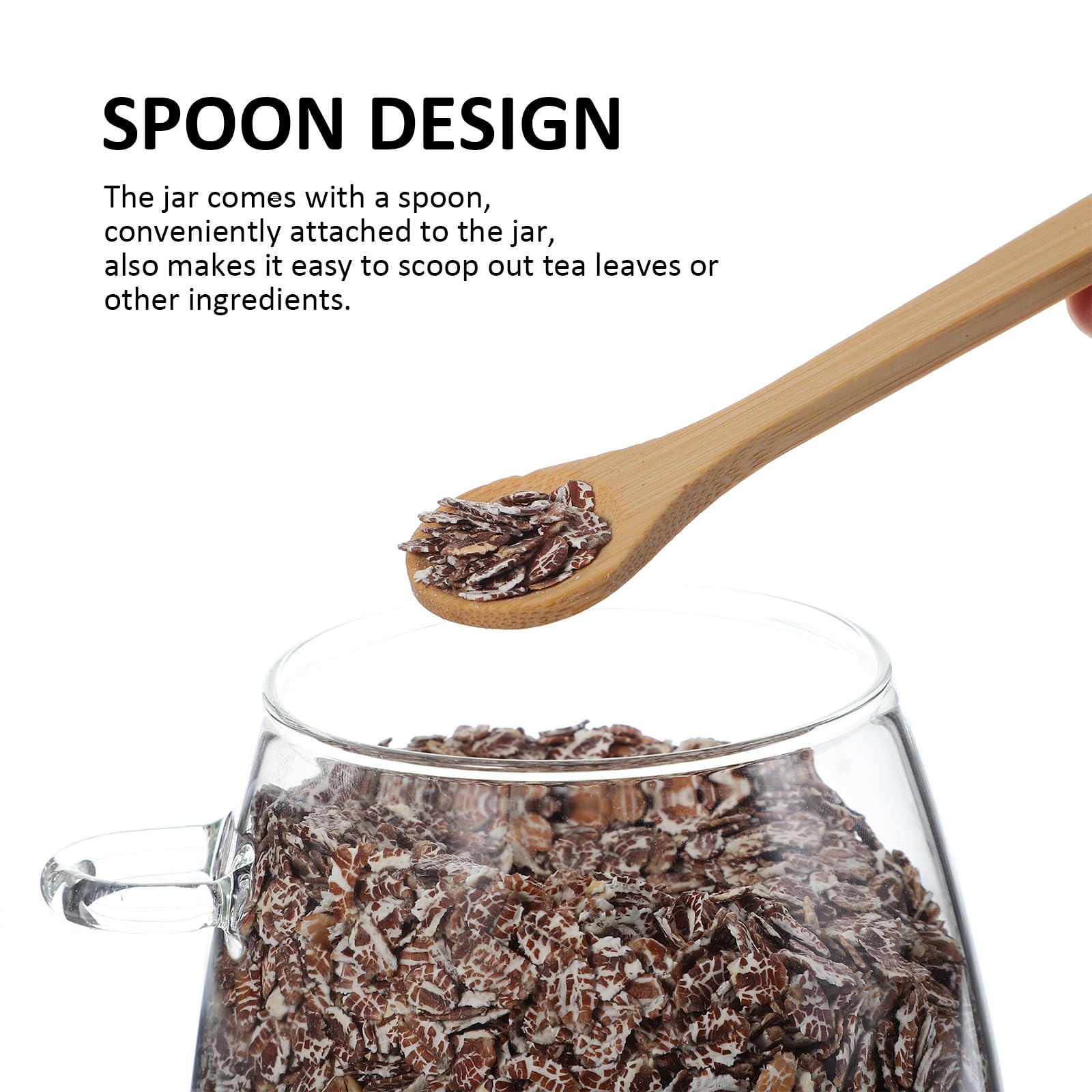 3 Stück Vorratsglas aus Glas mit Holzdeckel und Löffel Luftdichte Aufbewahrung für Tee und Overnight Oats Elegante Sichtbarkeit und Praktische Dosierung