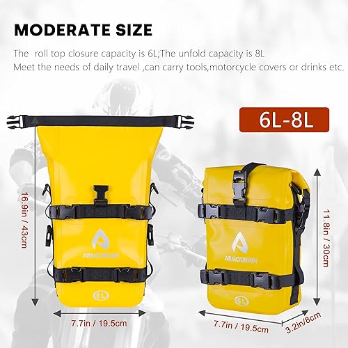 Miniatura 6 de Bolsa impermeable para parachoques de motocicleta, bolsa de barra de choque de motor de 6L con correa para el hombro, bolsa de marco lateral para