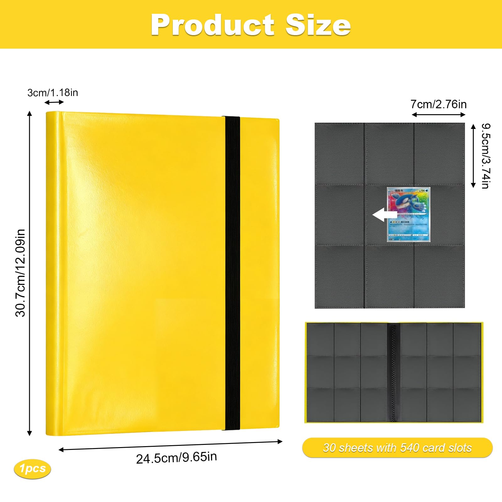Trading Card Binder, 540 Pockets Card Binder for Pokemon Cards MTG, Baseball & Football Sports Cards - Image 2