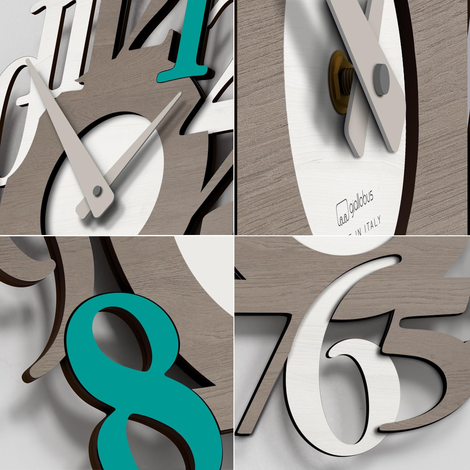 Giallobus - Orologio Bilay - Carved - Legno Mdf - Premium 60x60cm - 11 - Boat - Artigianale Made in Italy - Silenzioso - Idea regalo - Moderni doppio livello