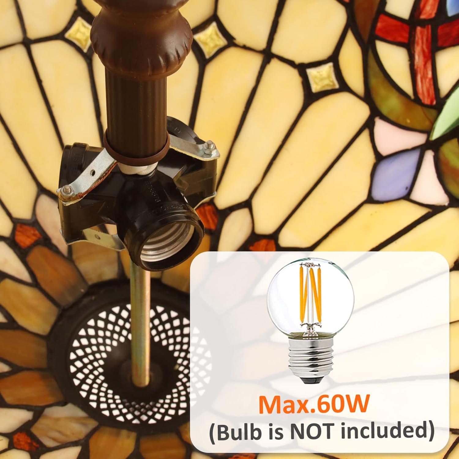 Capulina Tiffany Lamp Stained Glass Pendant Lights 3- Light 18" Wide Cream Brown Victorian Tiffany Style Ceiling Light Chandeliers for Living Room Stairway Foyer Entryway