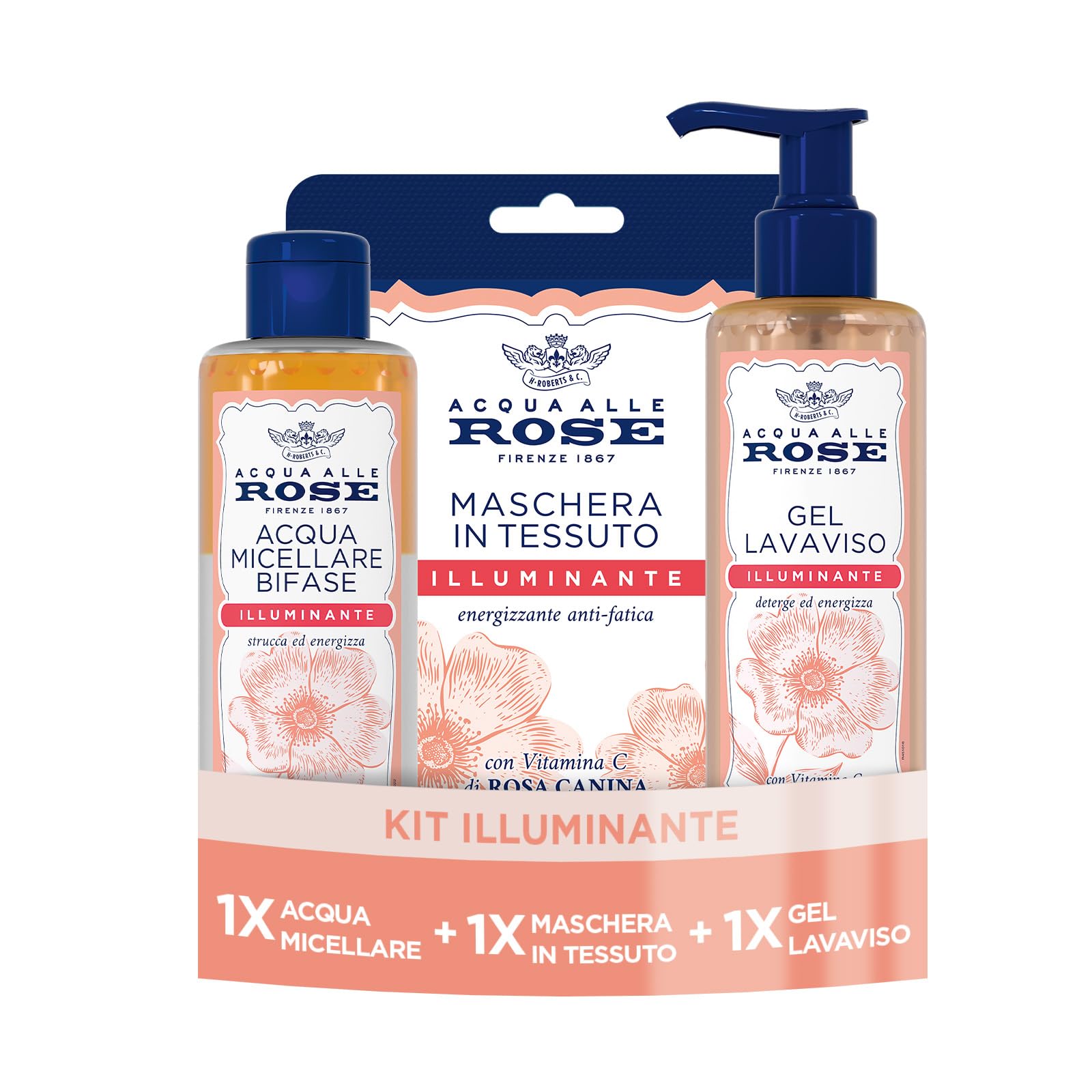Acqua alle Rose, Acqua Micellare + Gel lavaviso + Maschera Illuminante
