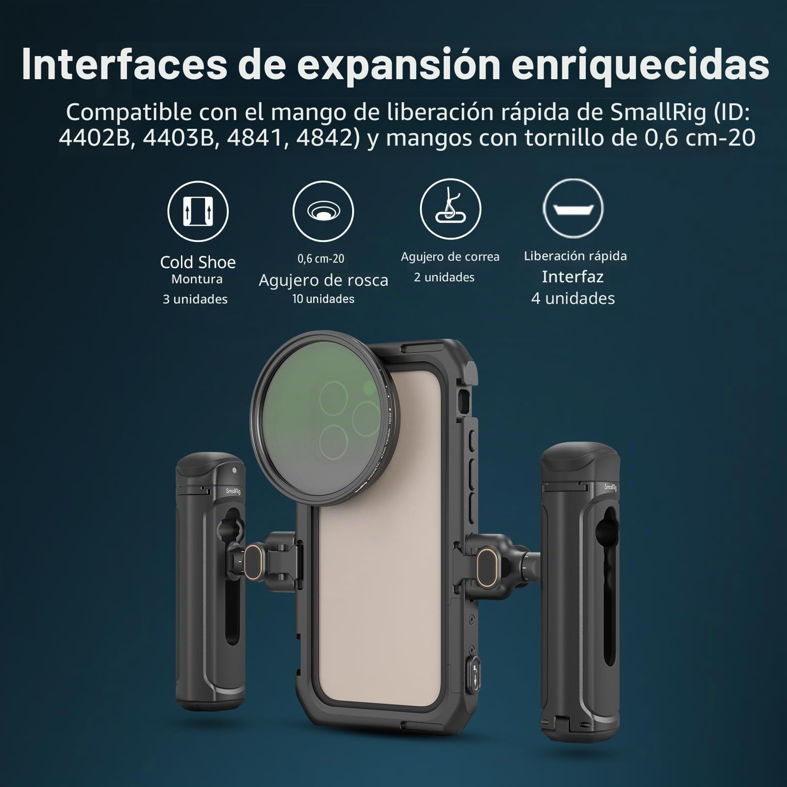 SMALLRIG Mobile Video Cage Basic Edition para iPhone 16 Pro con Carcasa Dedicada para Teléfono con Placa Posterior de Lente con Montura en T, Marco Suave de TPU - 5008