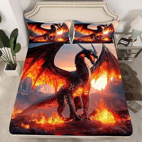 Miniatura 6 de Erosebridal Sábana bajera ajustable de dinosaurio de dibujos animados para niñas, diseño de animales y vida silvestre, funda de cama floral kawaii,