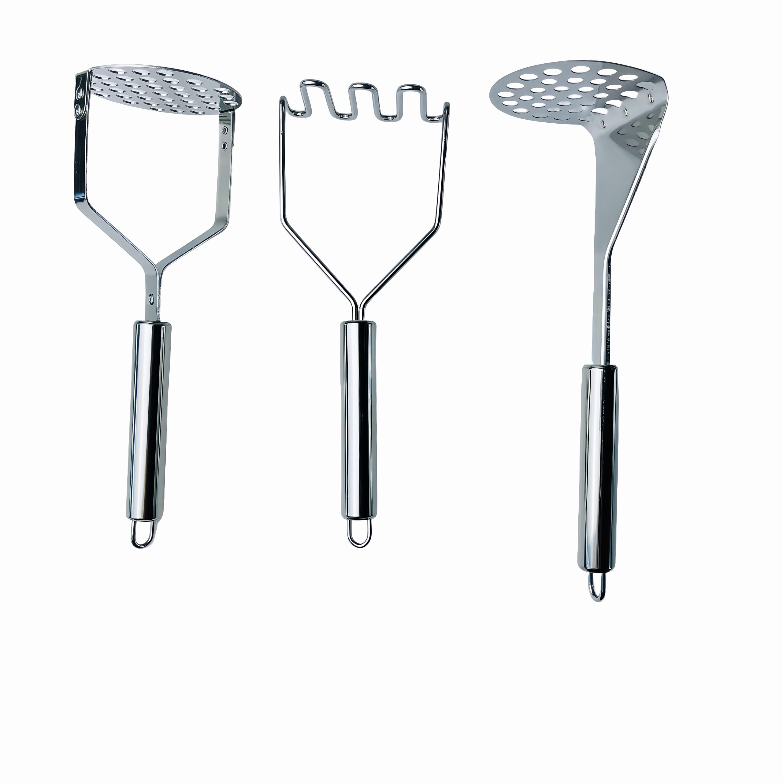 Schiacciapatate in acciaio inox, 3 pezzi, schiacciapatate, frantumatore per alimenti, frutta, uova, utensile da cucina