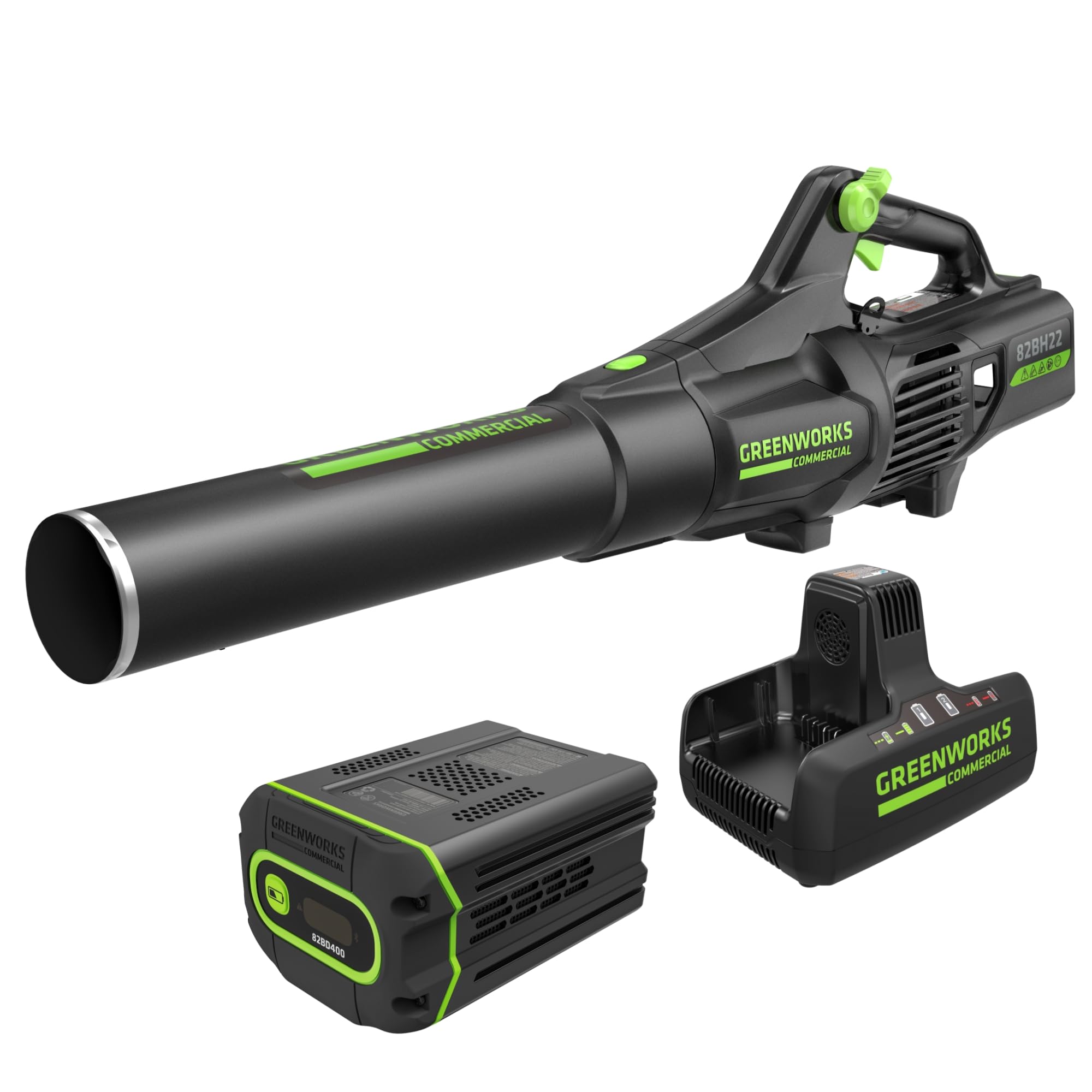 Greenworks82V Brushless (760 CFM / 140 MPH) Cordless Leaf Blower, 4.0Ah Battery and Dual Port Charger (Great for Landscapers and Professionals)