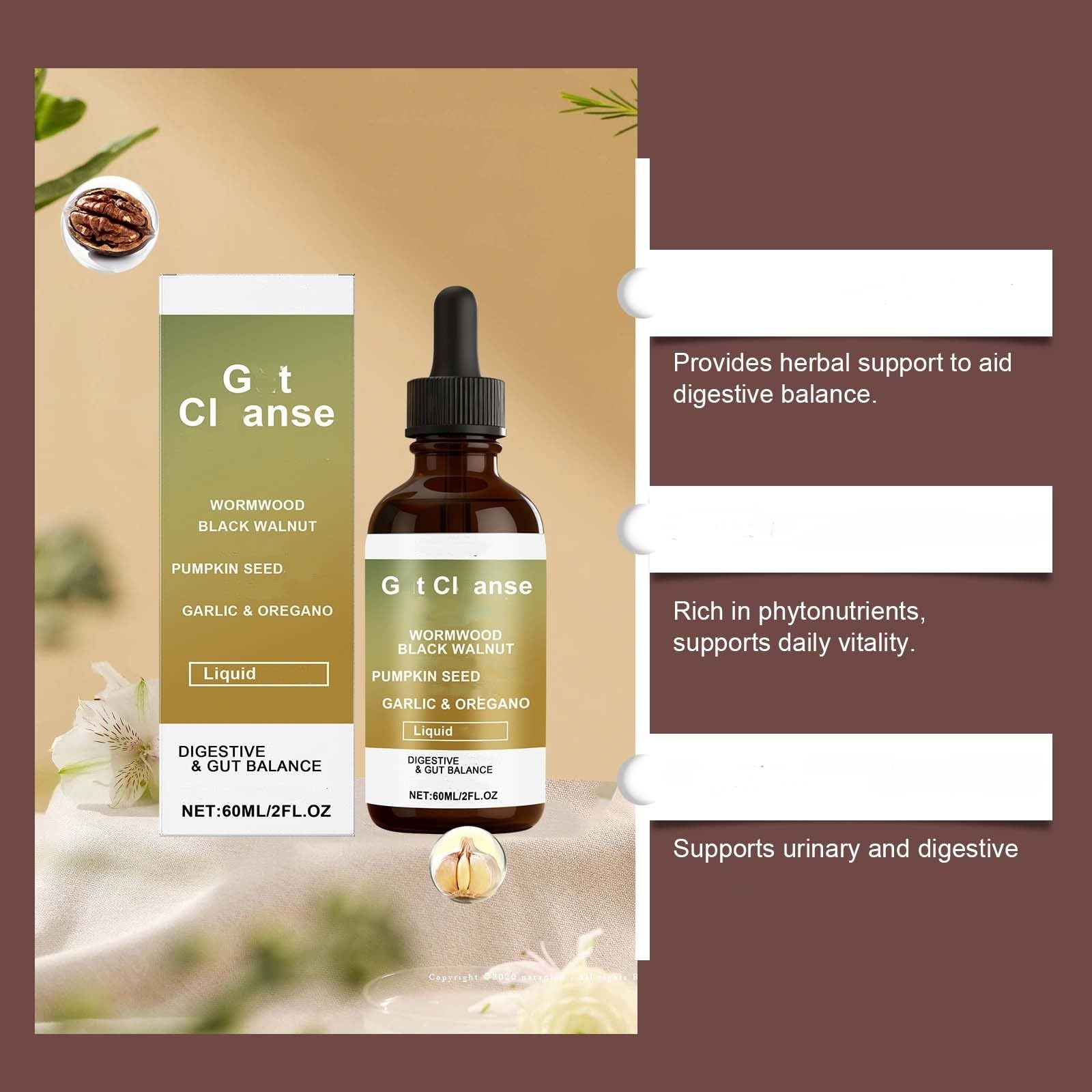 Gocce di assenzio di noce nera | Olio di semi di zucca di origano | Supporti immunitari e digestivi （60 ml/2 fl oz）,1Pcs