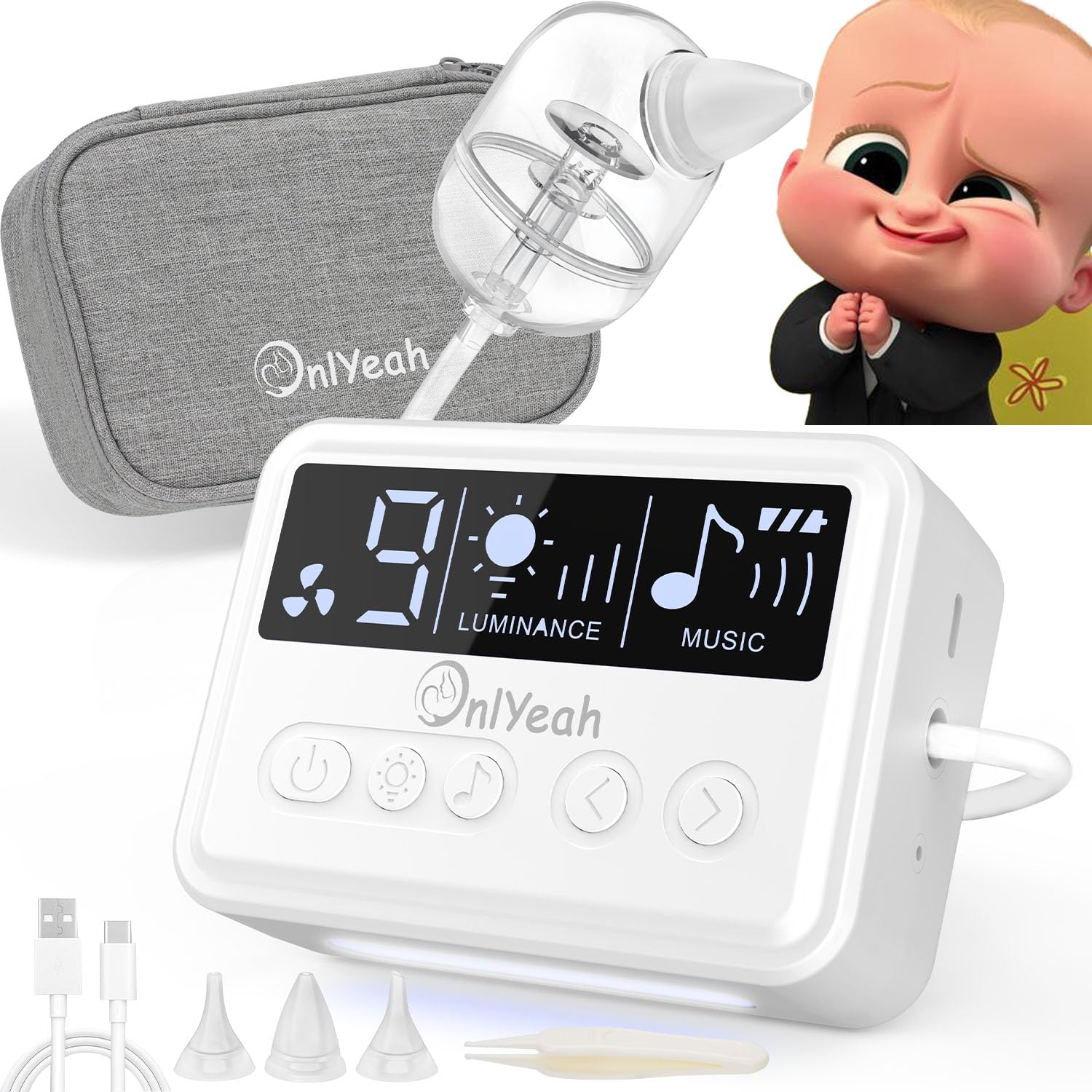Photo 1 of **PARTS ONLY NON REFUNDABLE**READ NOTES**
Nasal Aspirator for Baby Onlyeah Electric Nose Sucker Nose Suction Booger Sucker for Toddler with 9 Level Suction/Nursery Rhyme/Night Light