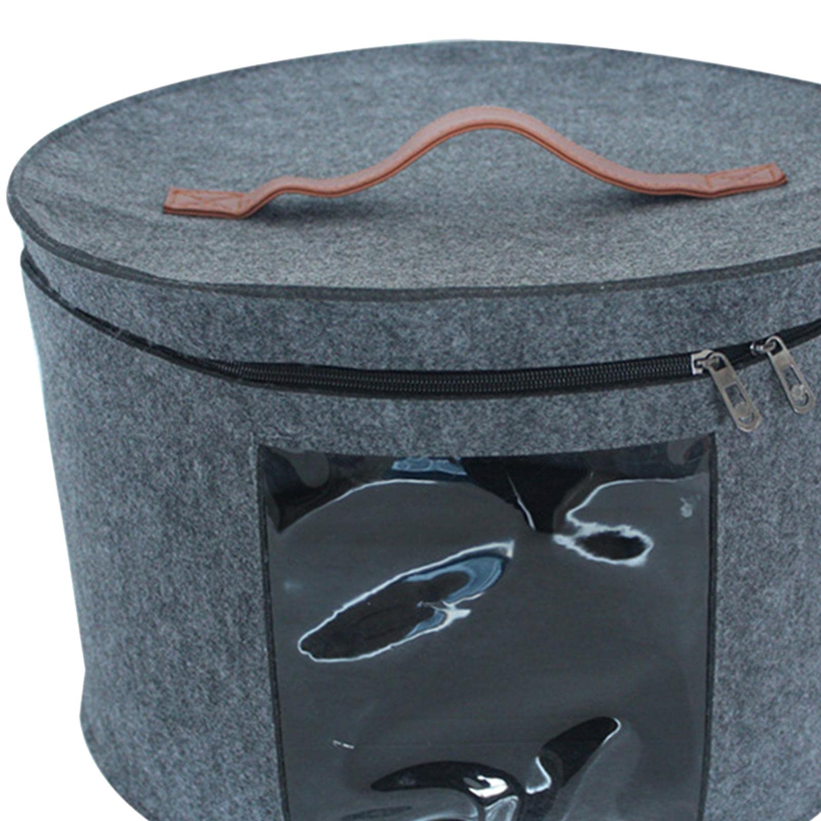 Scatola portaoggetti per cappelli - Scatola portaoggetti pieghevole in feltro rotonda, contenitore portatile per cappelli | Contenitore per cappelli portatile con coperchio antipolvere, custodia per c