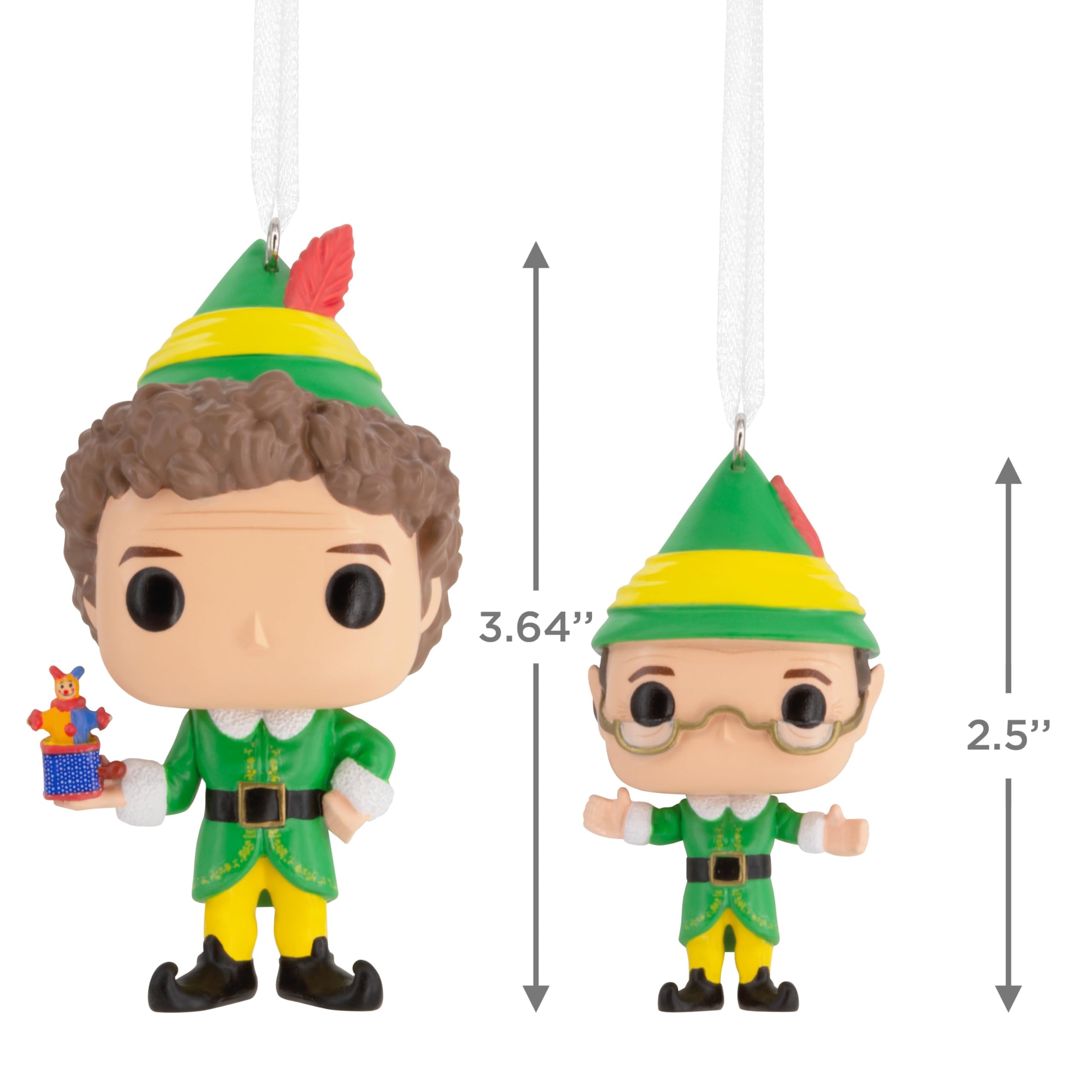 Hallmark Funko POP! Elf Christmas Tree Decorations, Buddy & Papa Elf, 2 Pack, Green, Yellow, Pack of 2 - Image 4