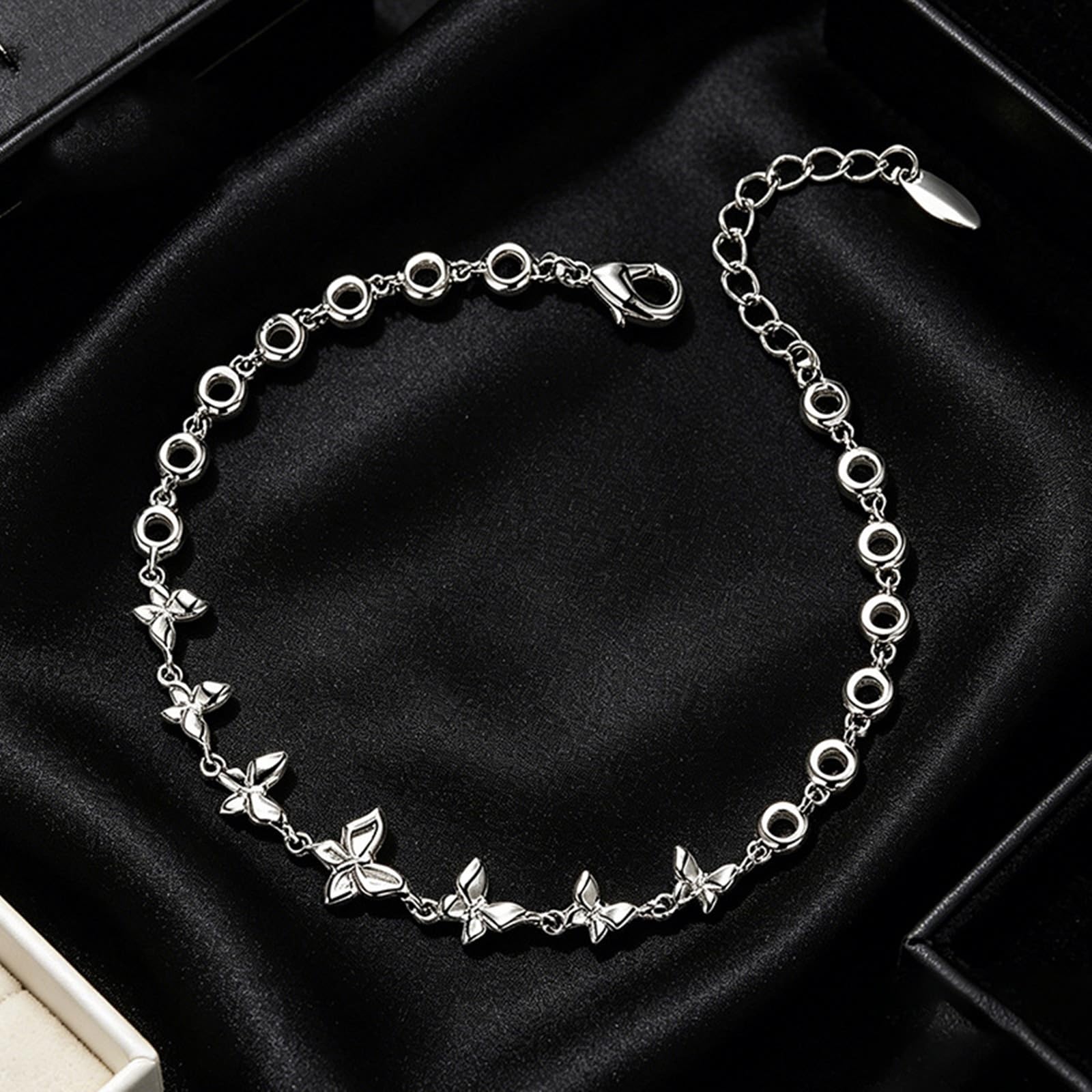 Pulsera de oro blanco de 18 quilates, joyas auténticas, mariposa PT950 Platinum Brazaletes