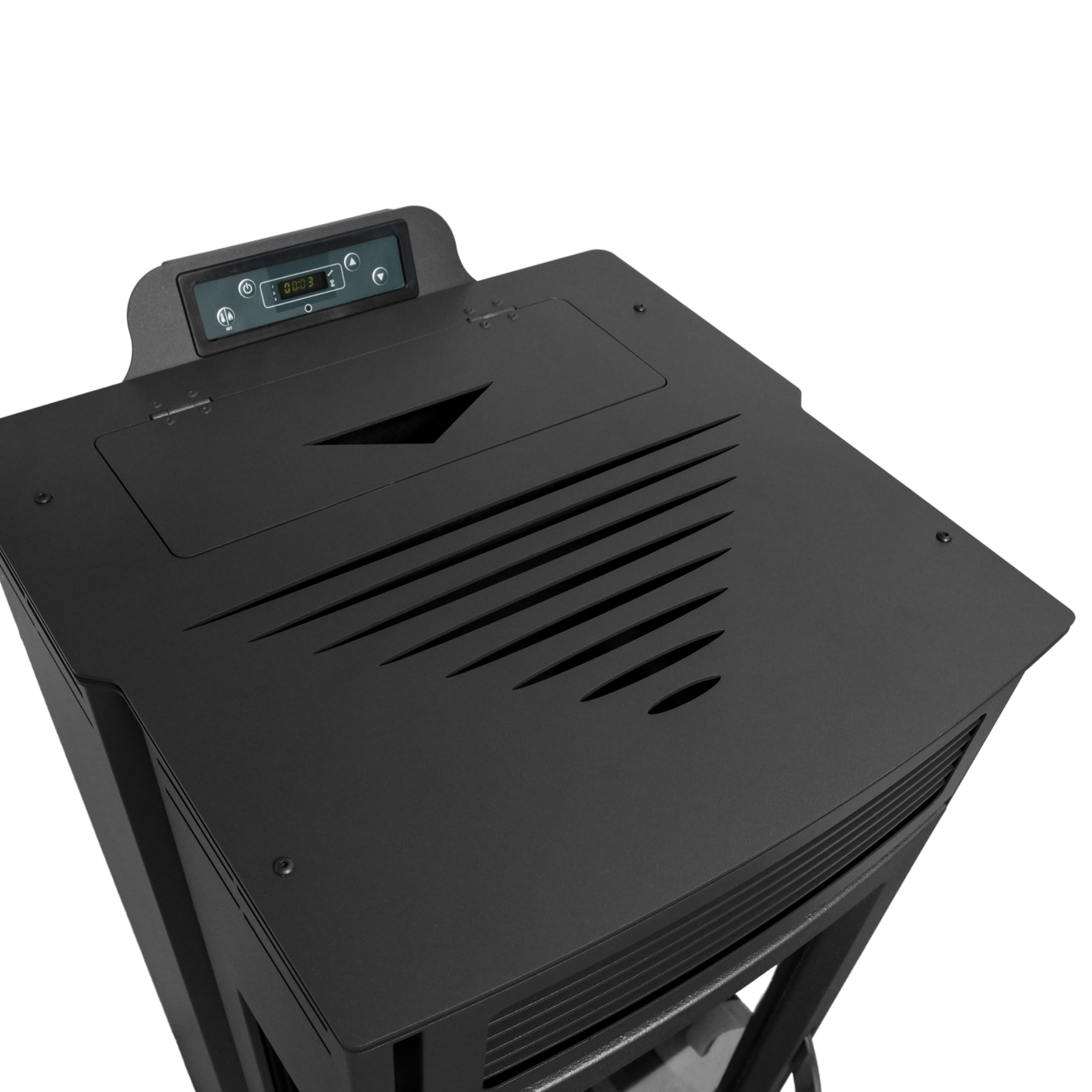 EIDER BIOMASA – Estufa de Pellets MATILDE 10 kW – Calienta hasta 250 m³ – Tolva 24 kg – Rendimiento 88% – Bajo Consumo – Programación Semanal – Display Digital – Salida 80 mm