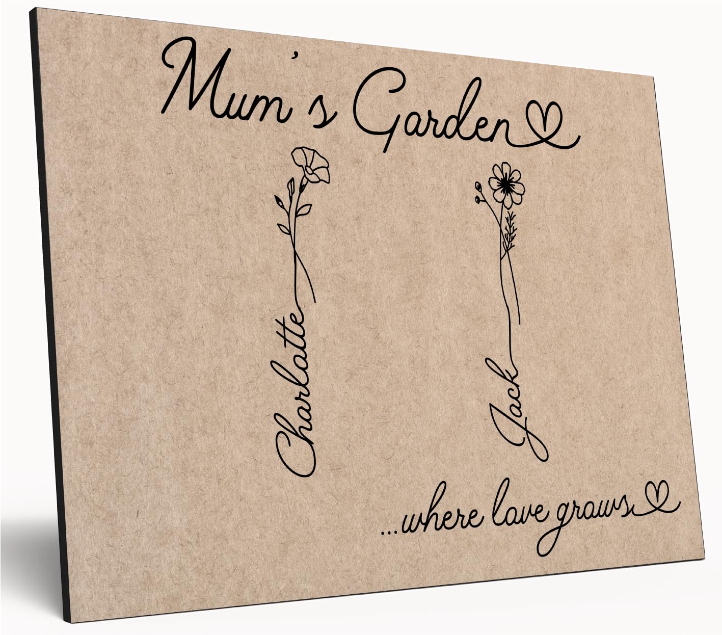 The Plum Penguin Brown Personalised Birth Month Flower Sign Grandma's Garden Custom A4 Wooden Wall Art Rustic Garden Design Watercolour Custom Plaque For Mums