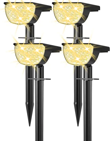 GKGG Solar Lights Outdoor Waterproof IP65, 76 LED 3 Lighting Modes Solar Spot Lights Outdoor Yard Garden Landscape Pathway (Warm White, 4 Pack)
