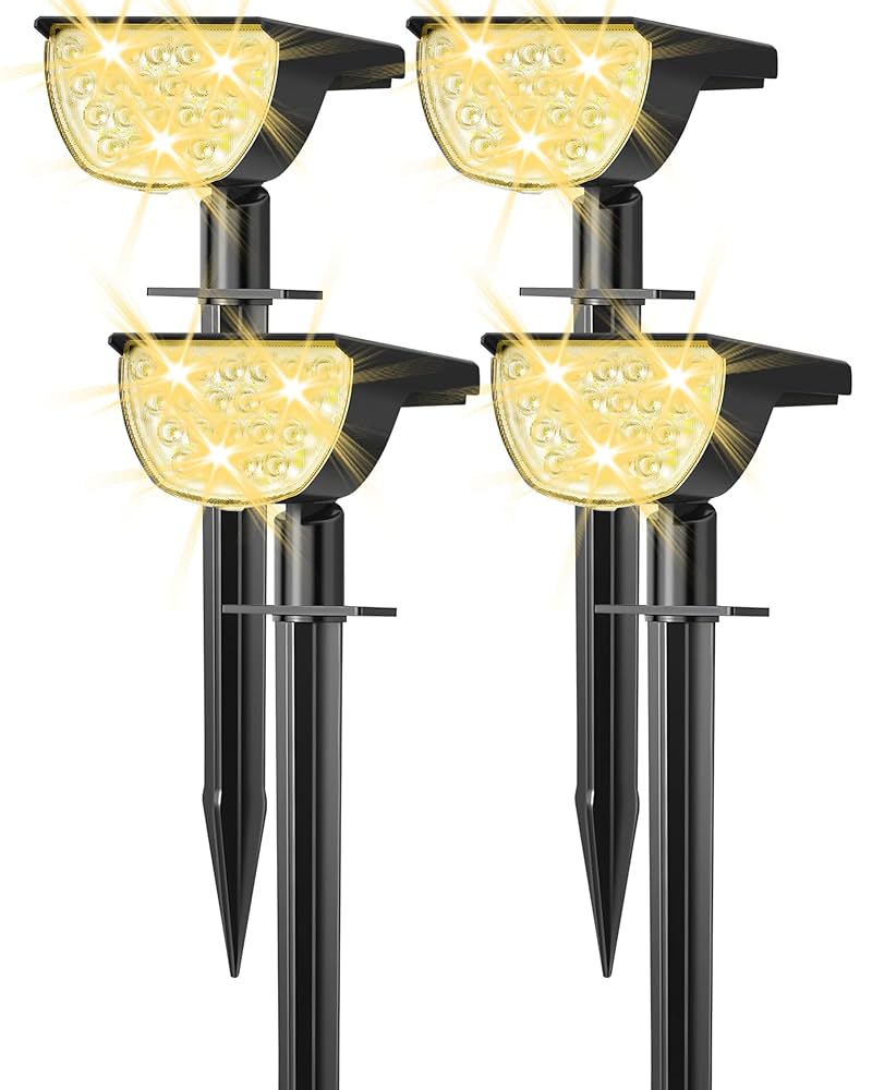 Solar Lights Outdoor Waterproof IP65, 76 LED 3 Lighting Modes Solar Spot Lights Outdoor Yard Garden Landscape Pathway (Warm White, 4 Pack)