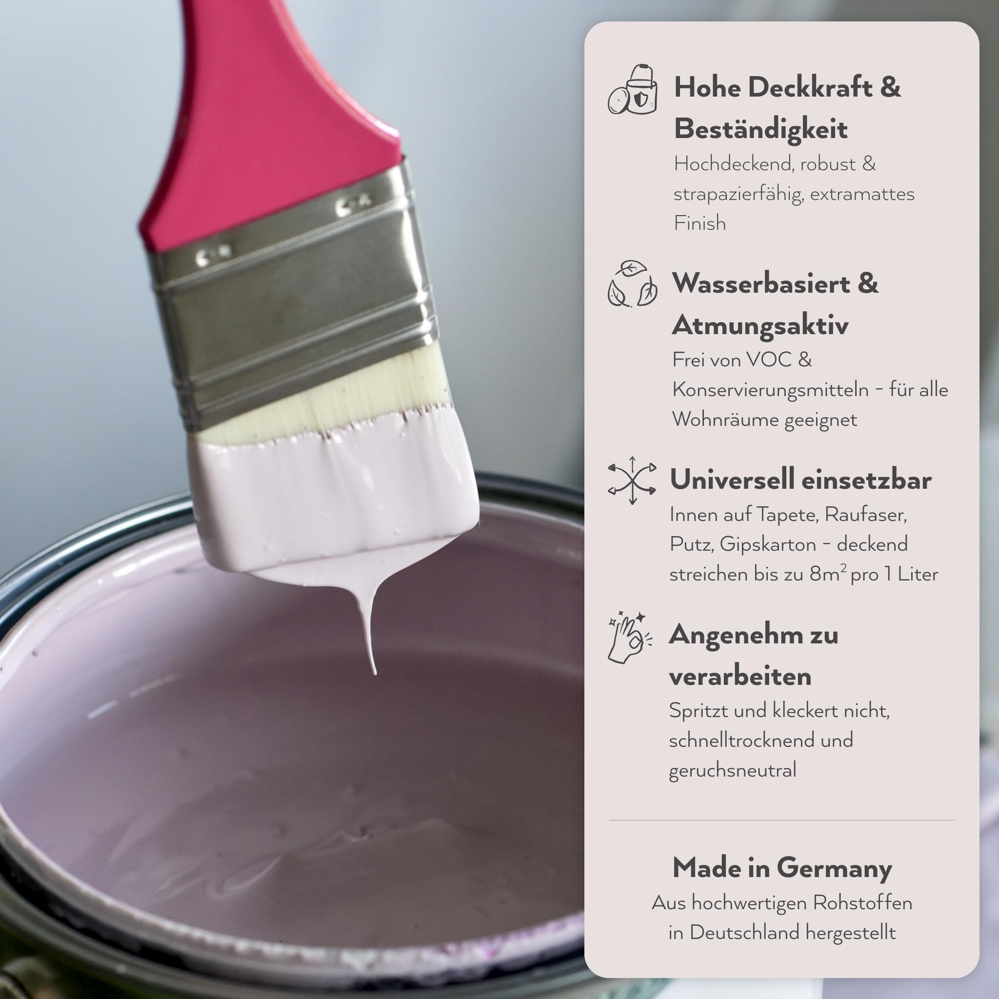 MissPompadour edelmatte Wandfarbe Grün mit Salbei 1L - sehr hohe Deckkraft - geruchsneutrale, spritzfreie Farbe - atmungsaktive, wasserbasierte Innenfarbe/Deckenfarbe - Die Wertvolle