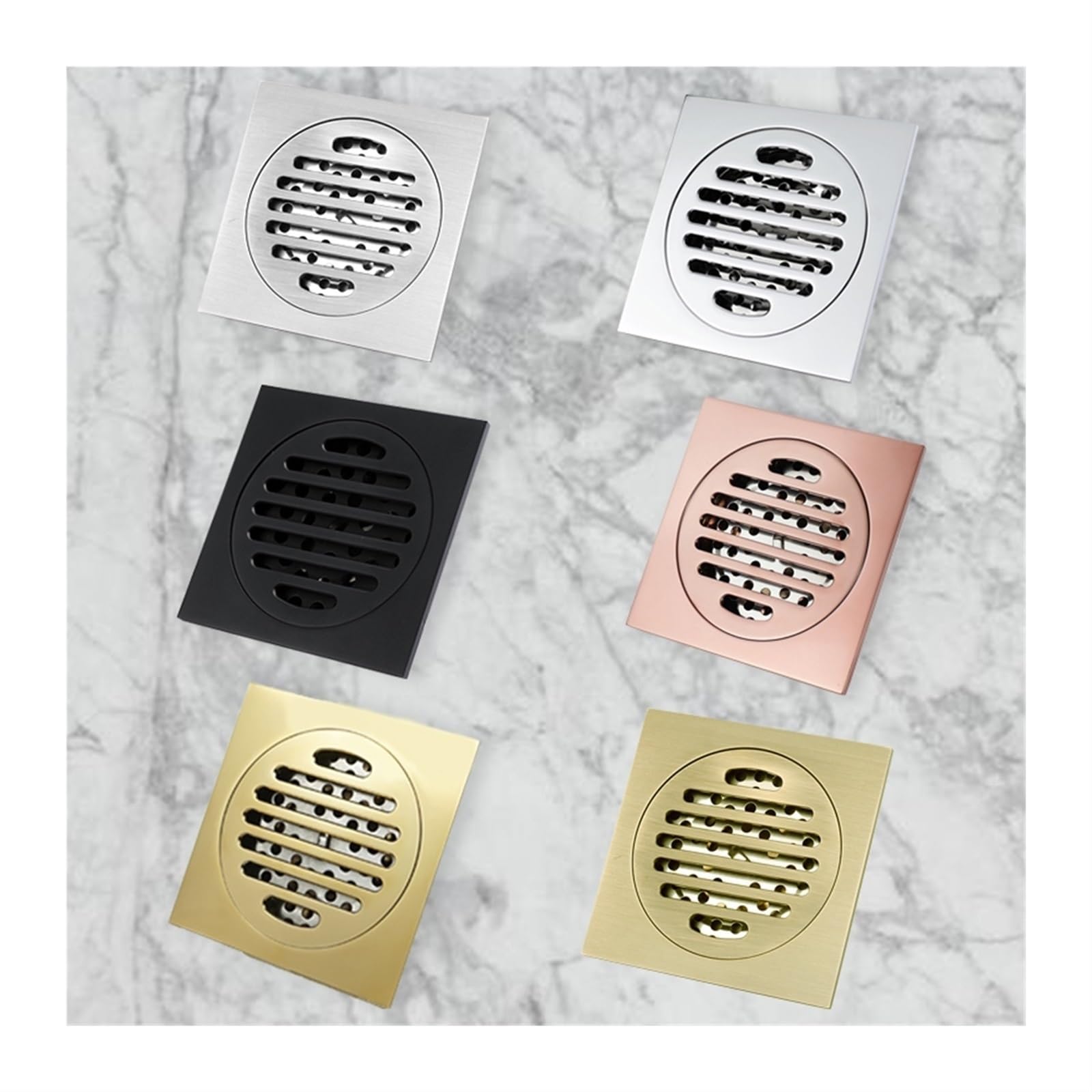 Desagüe de suelo negro de 10 cm, desagües de suelo de latón, rejilla de ducha cuadrada, desagüe de suelo, inserto de baldosas, canal de drenaje dorado para desagües de baño y cocina (oro rosa, tipo A)