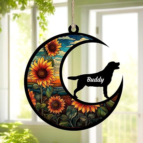 Emoragifou Atrapasoles conmemorativo para mascotas, regalos conmemorativos para perros por pérdida de perro, regalos personalizados con nombre,