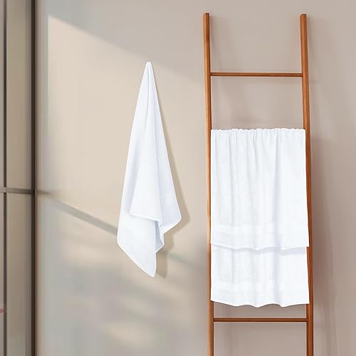 Miniatura 4 de GLAMBURG - Juego de 4 toallas de baño de algodón premium, 100% algodón puro, ideal para uso diario, ultrasuaves y altamente absorbentes, 27 x 54