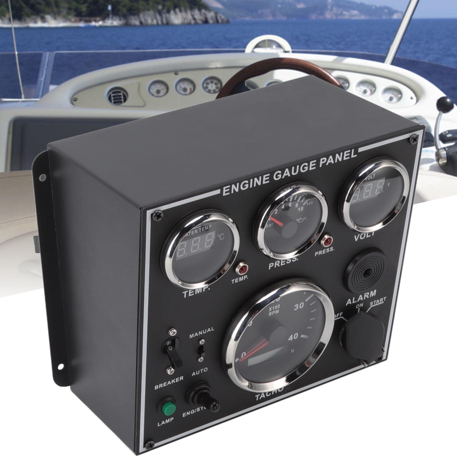 Voltímetro digital de precisión de aceite y agua para autocaravanas marinas, barcos, acero inoxidable 316L, 1 unidad ( de circuito eléctrico de 24 V, 4 A)