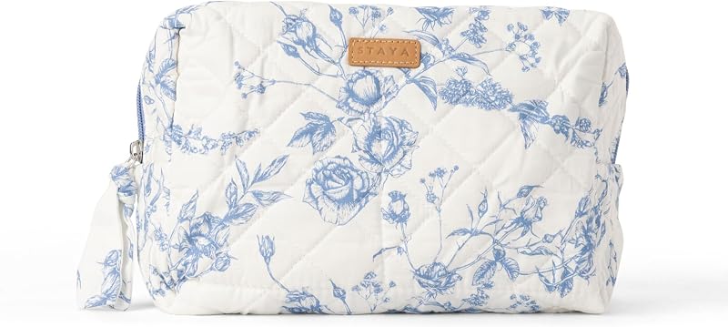 Necessaire acolchoada Staya de algodão para maquiagem e viagem, Coastal Grandma