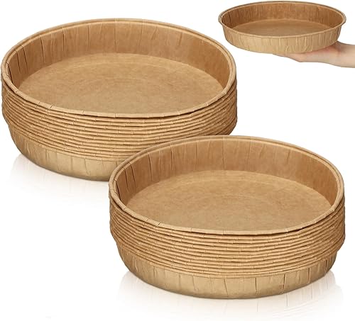 Mifoci 25 moldes de papel para hornear fácilmente papel Kraft, moldes para hornear pan, papel desechable, para microondas, congelador, horno,