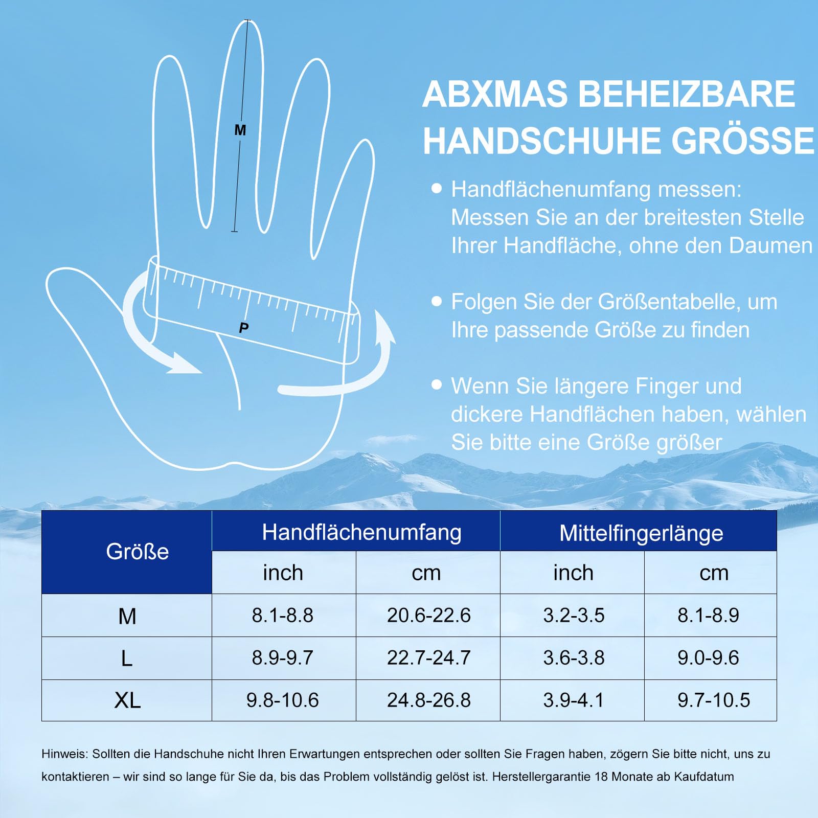 Beheizte Handschuhe für Männer oder Frauen, 7,4V 3200mAh Elektrische Batterie, Selbstheizende Handschuhe für Wintersport (Mitternachtsschwarz, L)