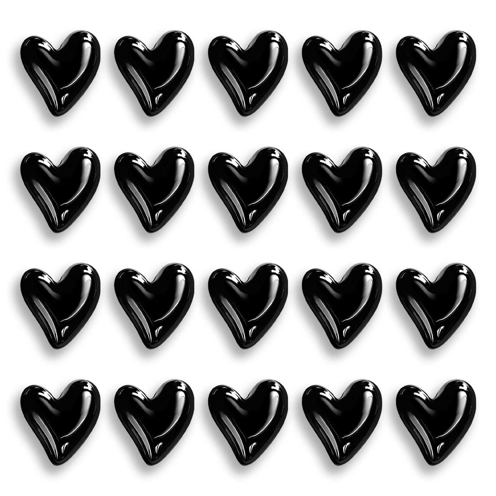 Flintronic 20 Stück Schwarz Herz Magnete, 3D Dekorative Magnete Set, Süße Magneten für Kühlschrank & Whiteboard, Kleine Kühlschrankmagnete, Geeignet für Magnettafel Küche Büro Klassenzimmer Schränke