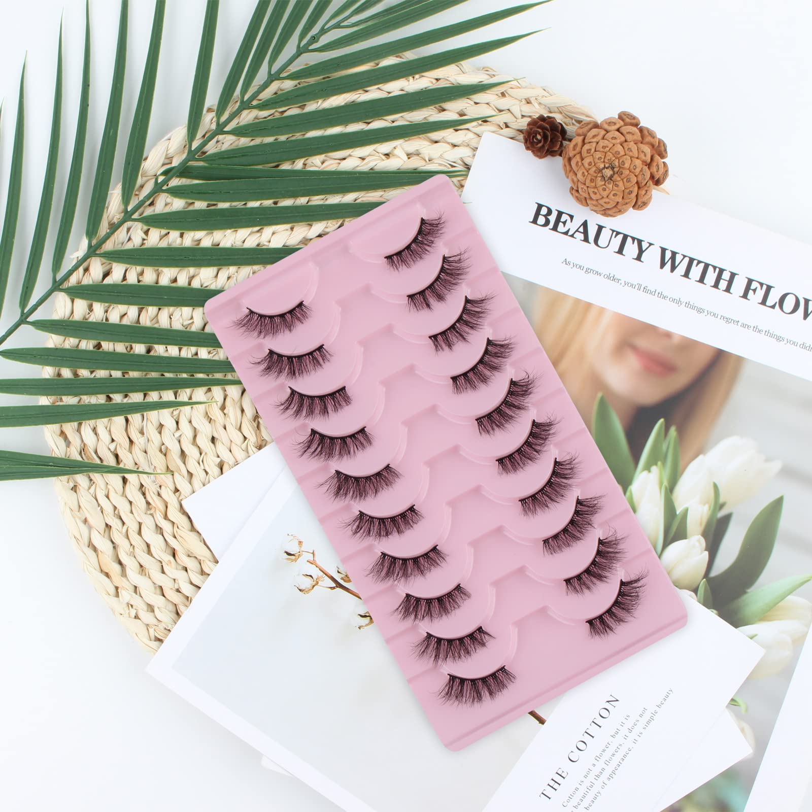 Oreola False Eyelashes Half Lashes Fluffy Cat Eye Natural Faux Mink Eyelashes Corner 3/4 Lashes Wispy Lightweight Short Reusable Fake Lashes 10 works - Image 4